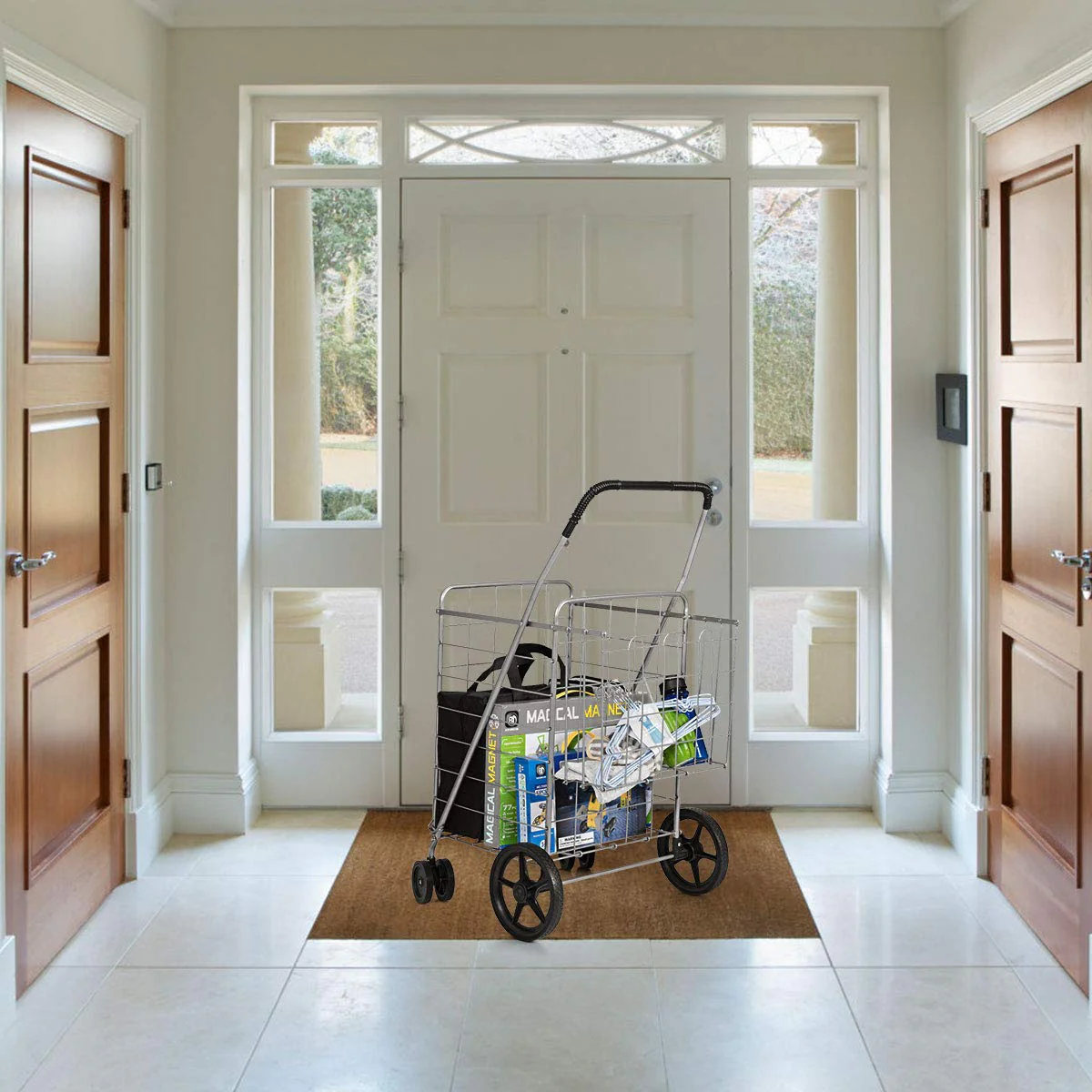 Jumbo Folding Shopping Cart for Grocery Laundry Book Luggage Travel - Image 3