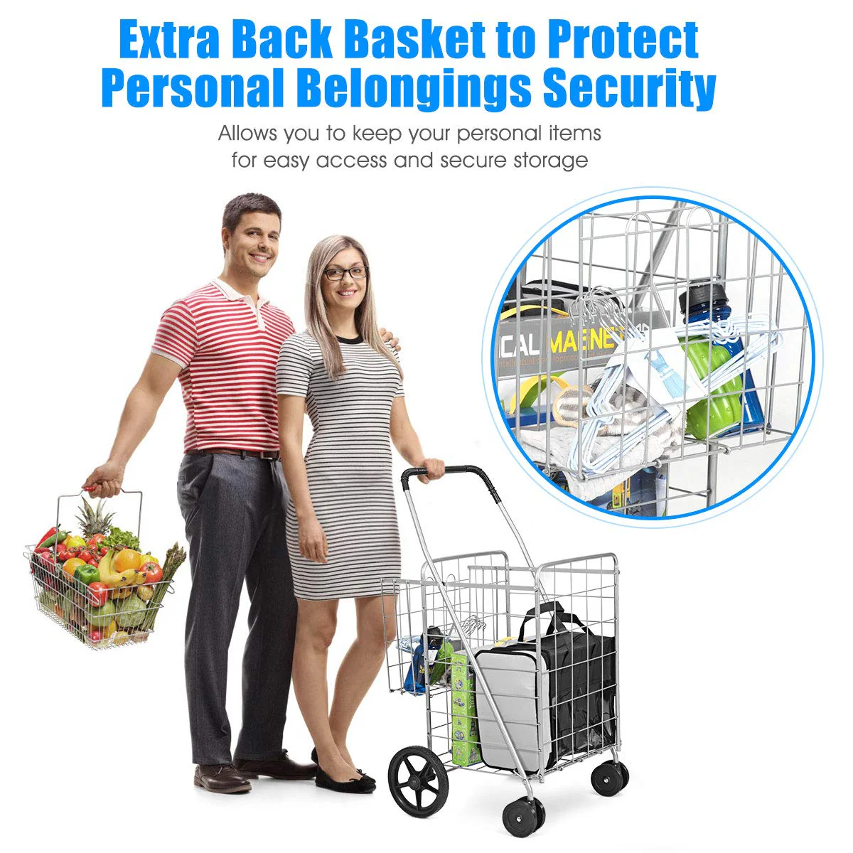 Jumbo Folding Shopping Cart for Grocery Laundry Book Luggage Travel - Image 5