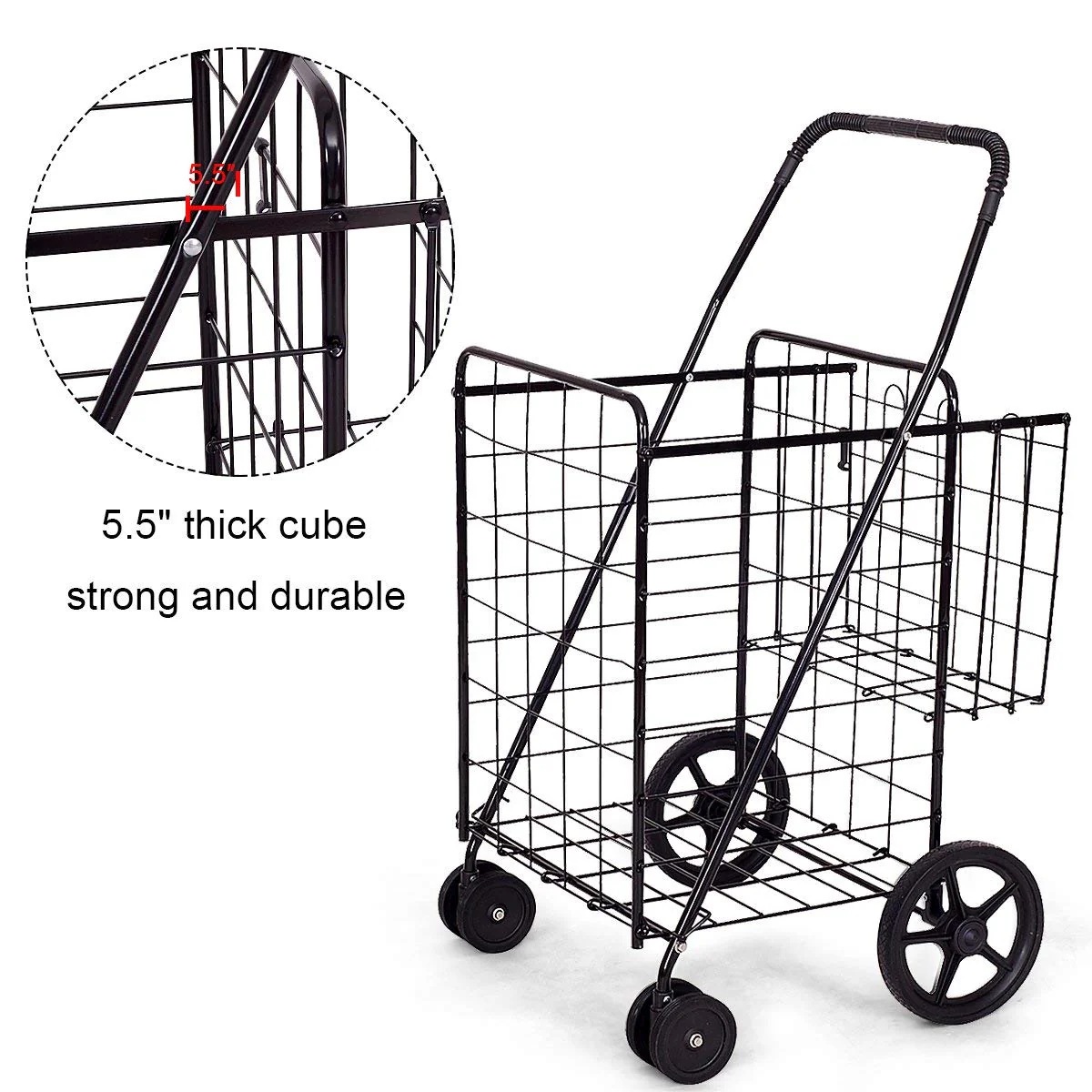 Jumbo Folding Shopping Cart for Grocery Laundry Book Luggage Travel - Image 8