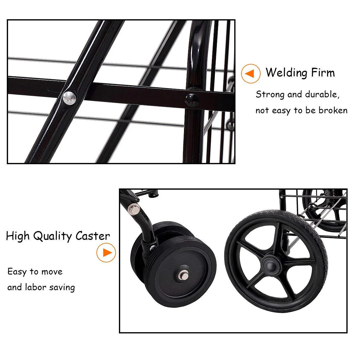 Jumbo Folding Shopping Cart for Grocery Laundry Book Luggage Travel - Image 9