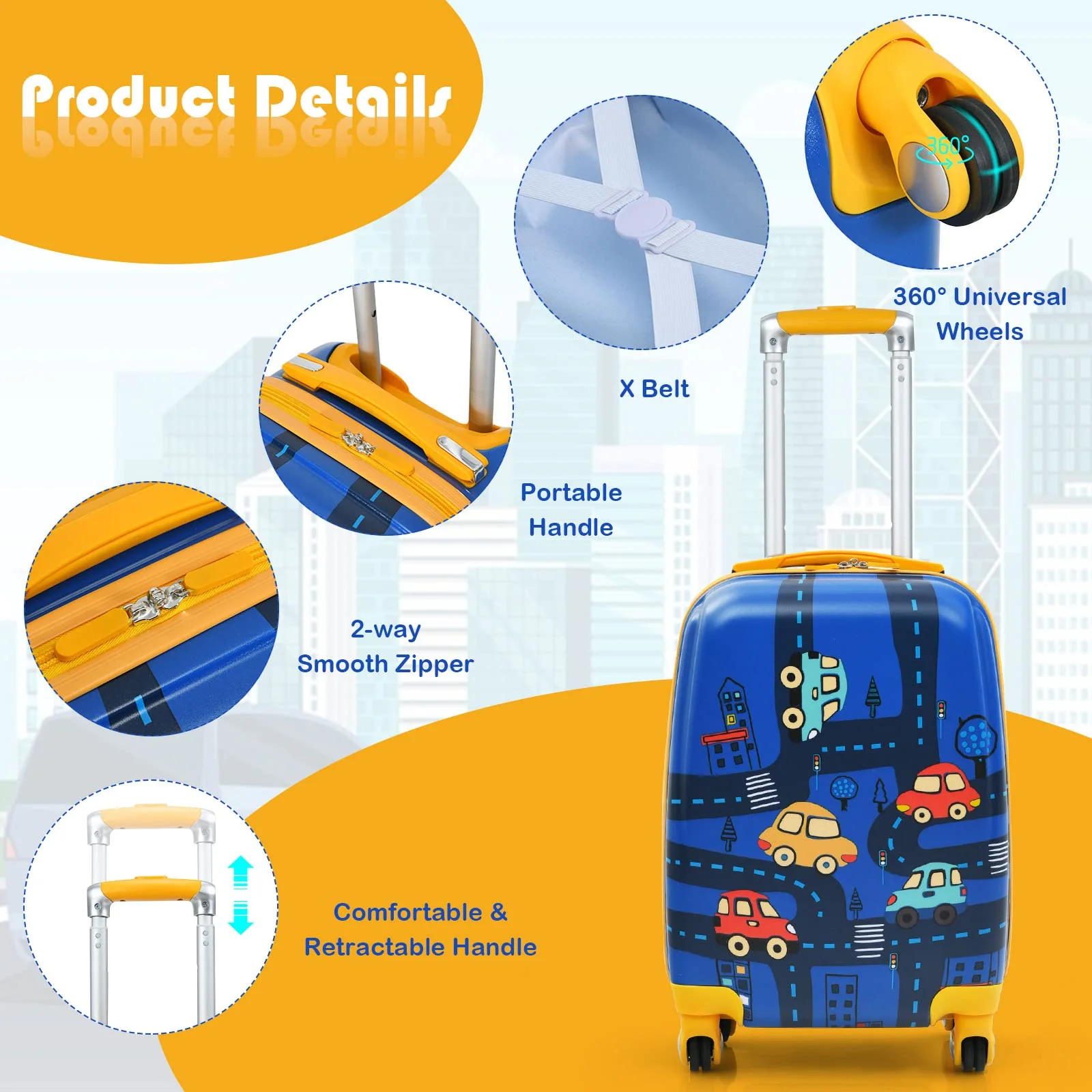 Kids Luggage Set, 12" & 18" Kids Carry On Luggage Set - Image 3