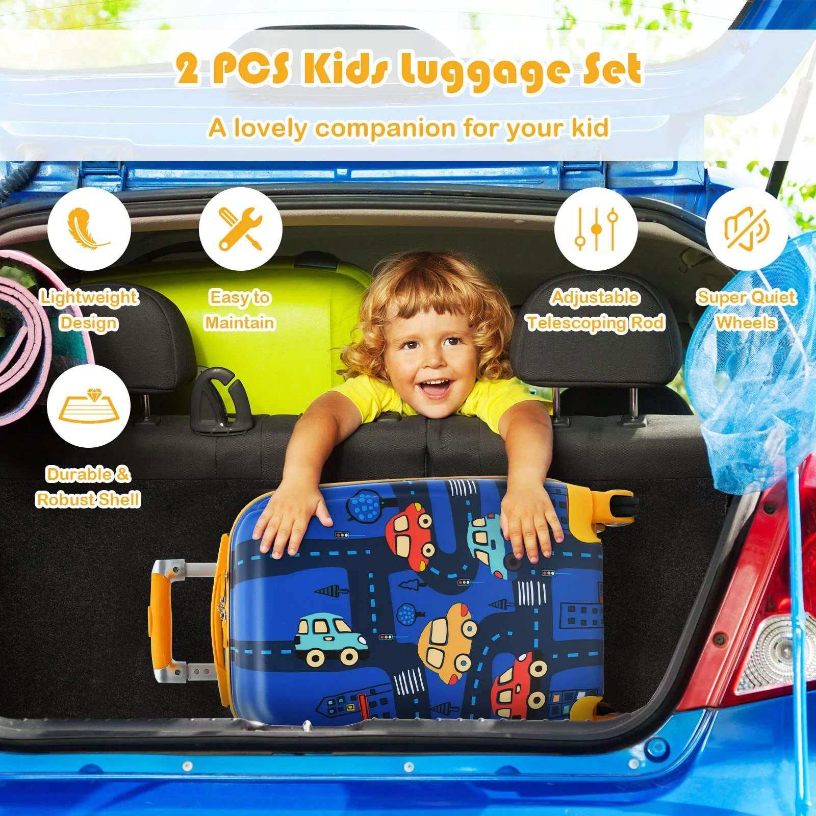 Kids Luggage Set, 12" & 18" Kids Carry On Luggage Set - Image 8