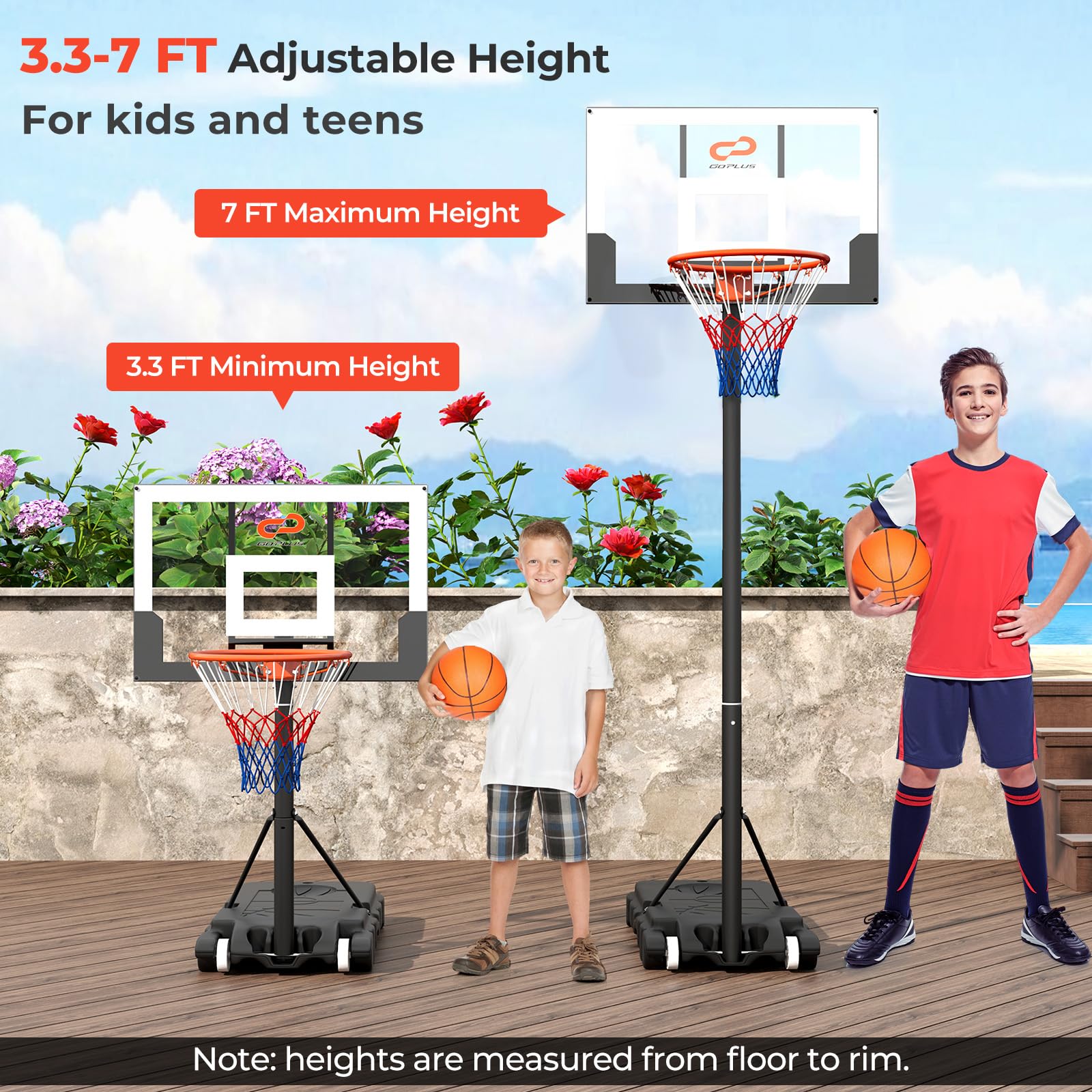 Kids Portable 3.3-7 FT Adjustable Basketball Goal System - Image 3