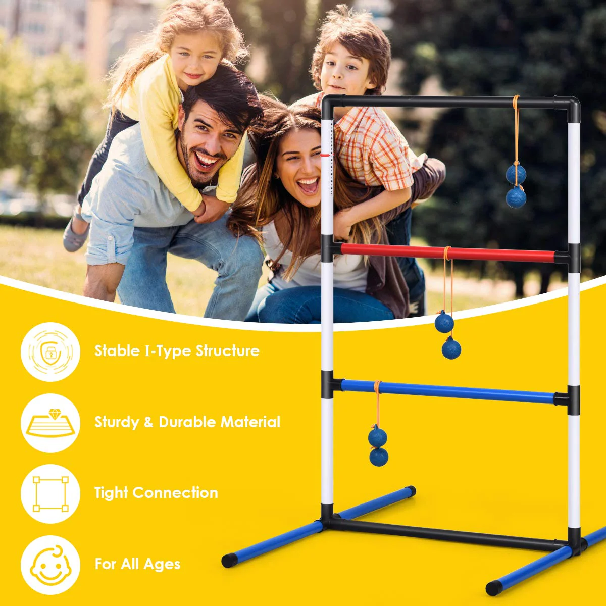 Ladder Toss Game Set, Indoor/Outdoor Ladder Ball Toss Game Set - Image 3