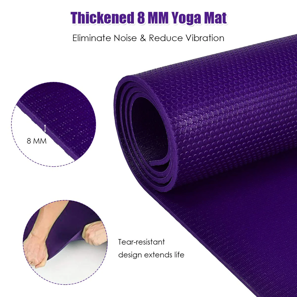 Large Yoga Mat, 7' x 5' x 8mm and 6' x 4' x 8mm with Straps - Image 12