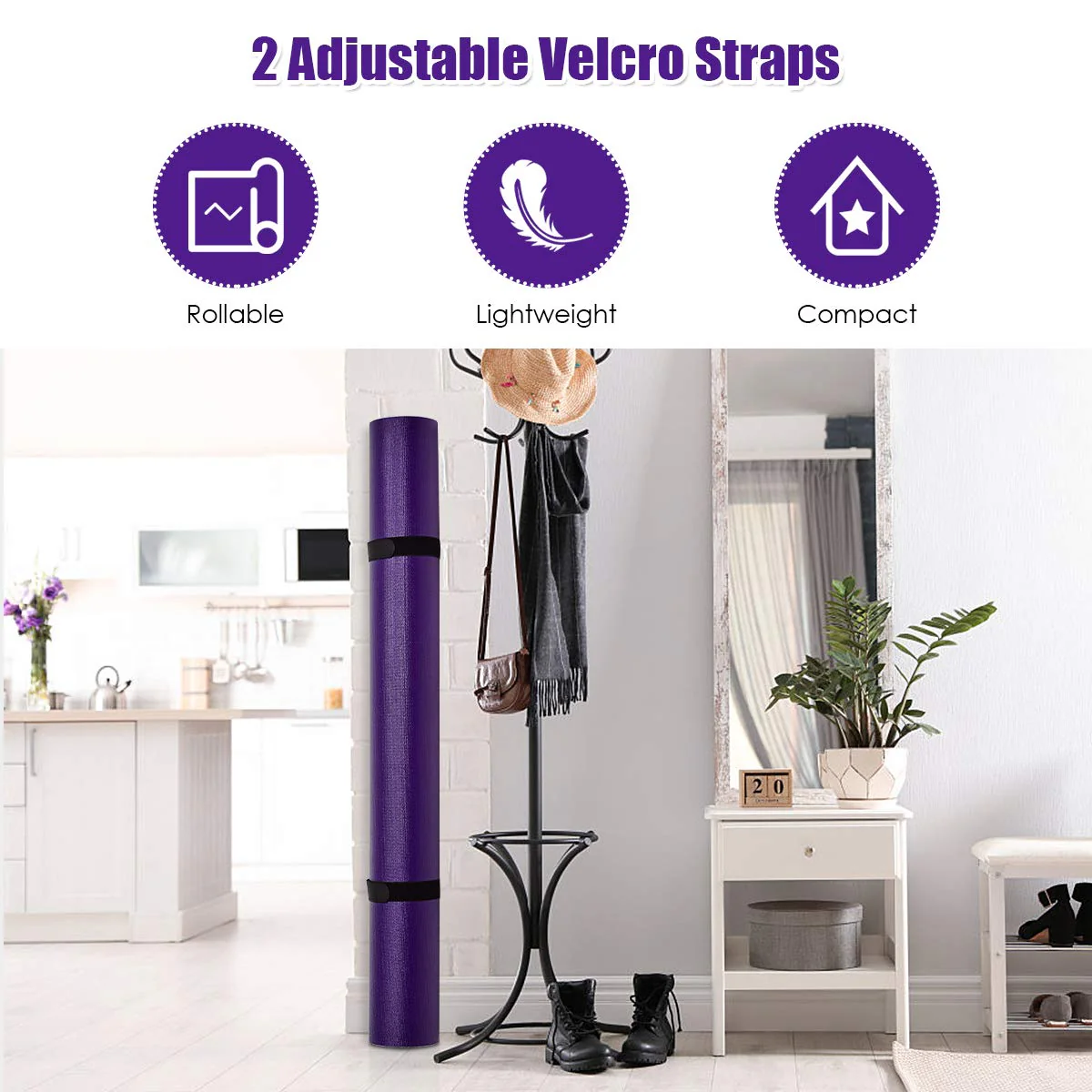 Large Yoga Mat, 7' x 5' x 8mm and 6' x 4' x 8mm with Straps - Image 14
