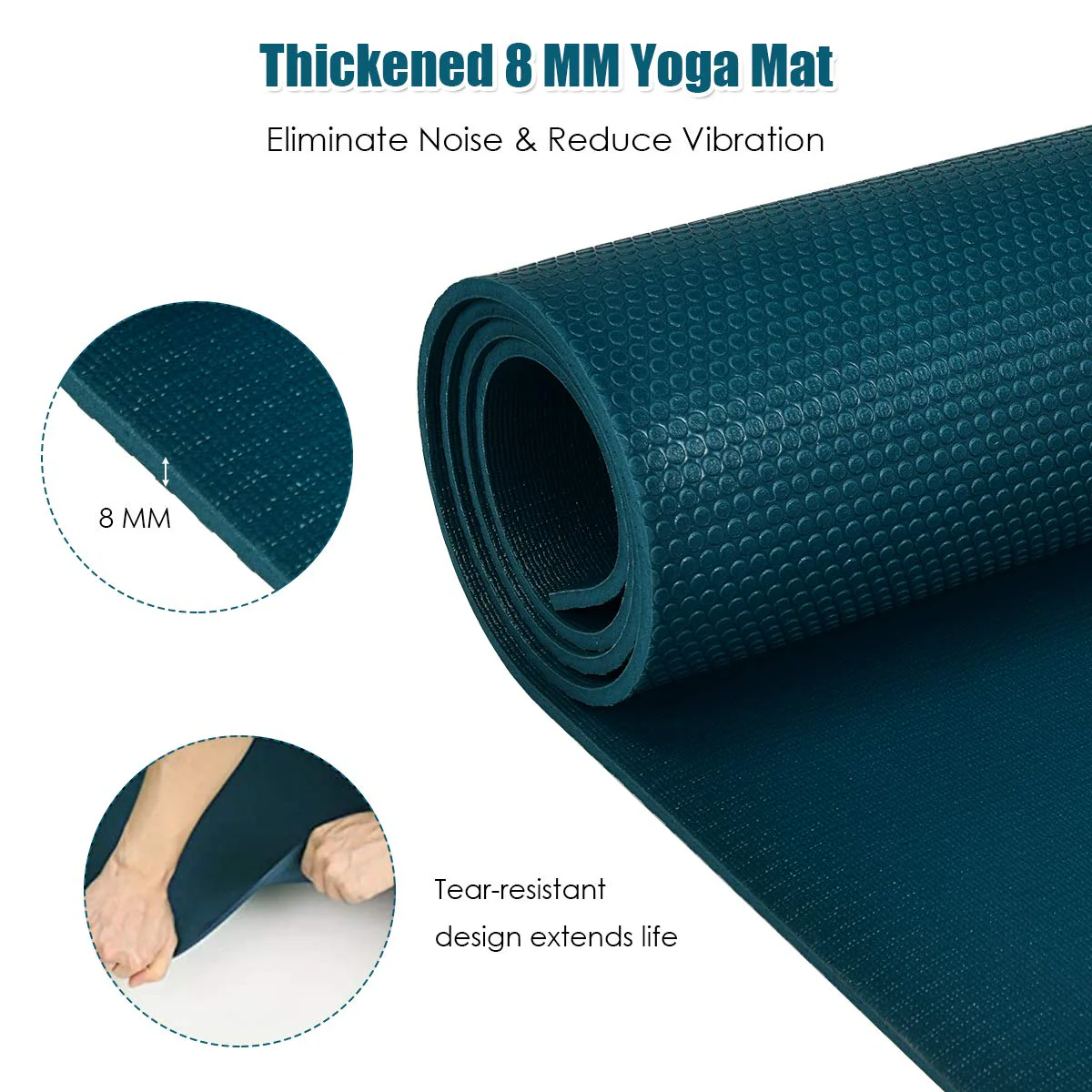Large Yoga Mat, 7' x 5' x 8mm and 6' x 4' x 8mm with Straps - Image 18