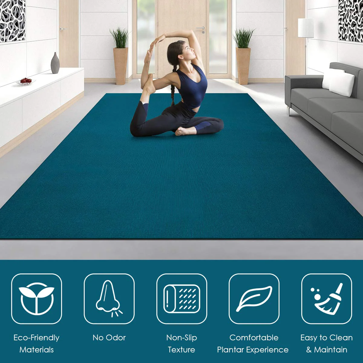 Large Yoga Mat, 7' x 5' x 8mm and 6' x 4' x 8mm with Straps - Image 19