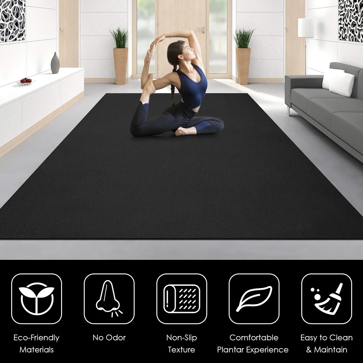 Large Yoga Mat, 7' x 5' x 8mm and 6' x 4' x 8mm with Straps - Image 3