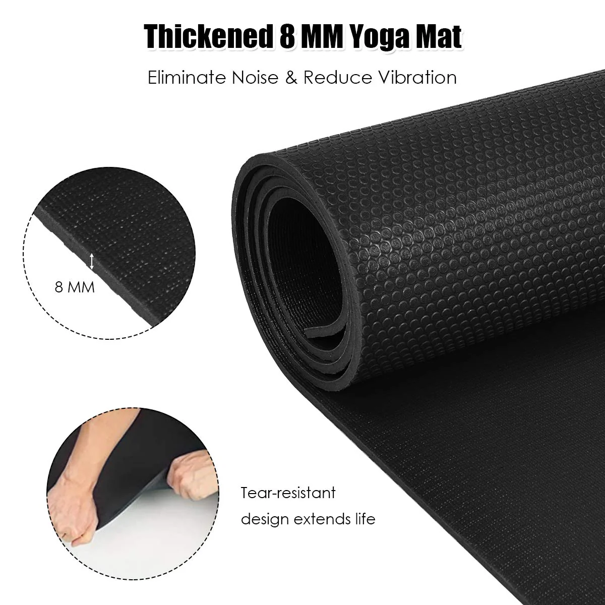 Large Yoga Mat, 7' x 5' x 8mm and 6' x 4' x 8mm with Straps - Image 6