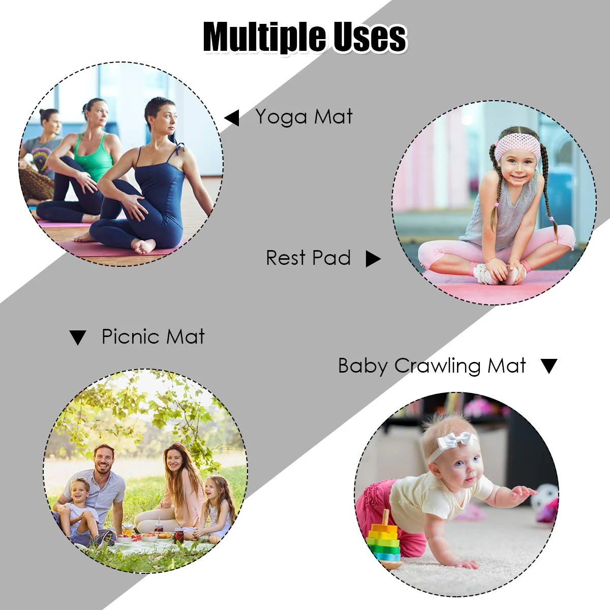 Large Yoga Mat, 7' x 5' x 8mm and 6' x 4' x 8mm with Straps - Image 8