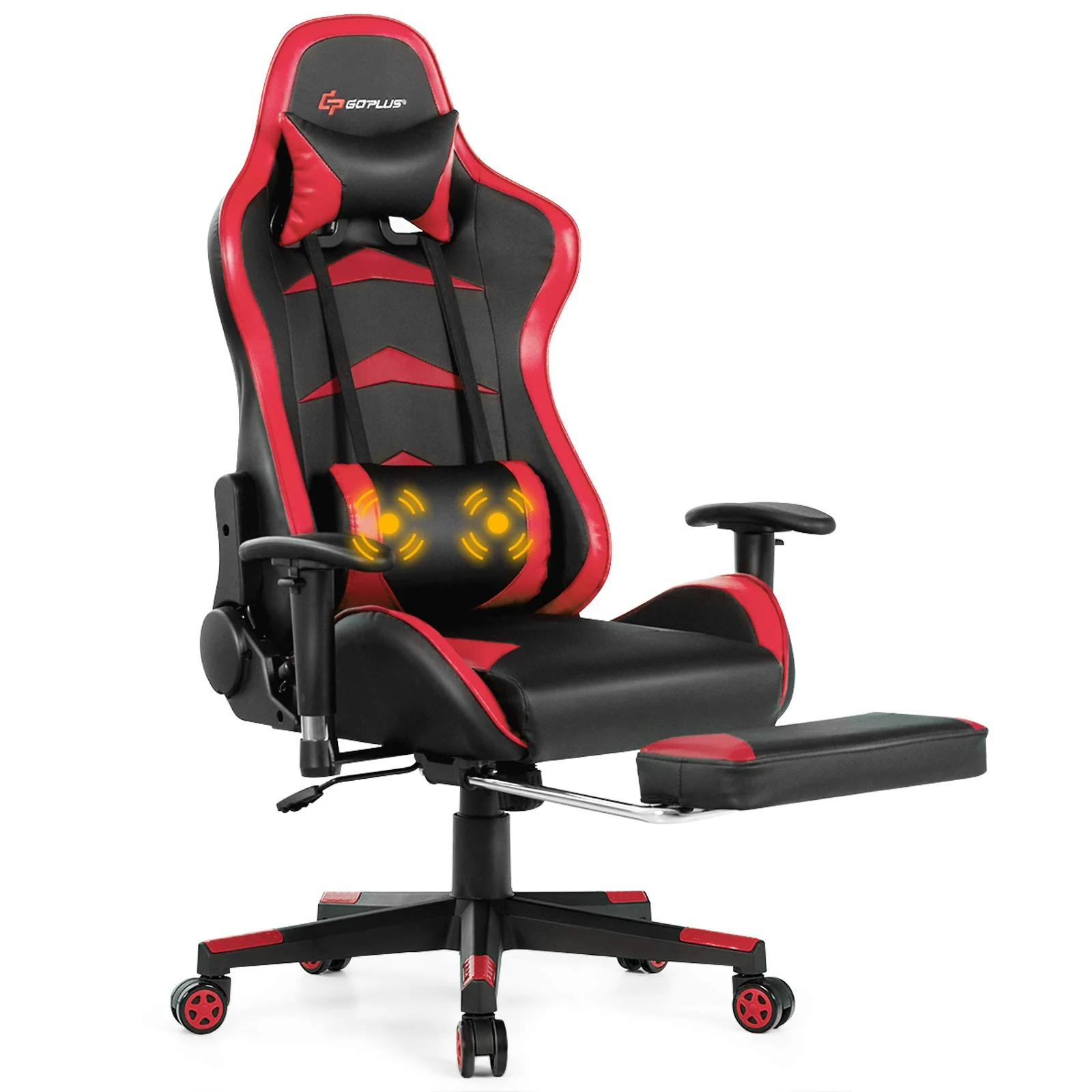 Massage Gaming Chair, Reclining Backrest, Handrails and Seat Height Adjustment - Image 11