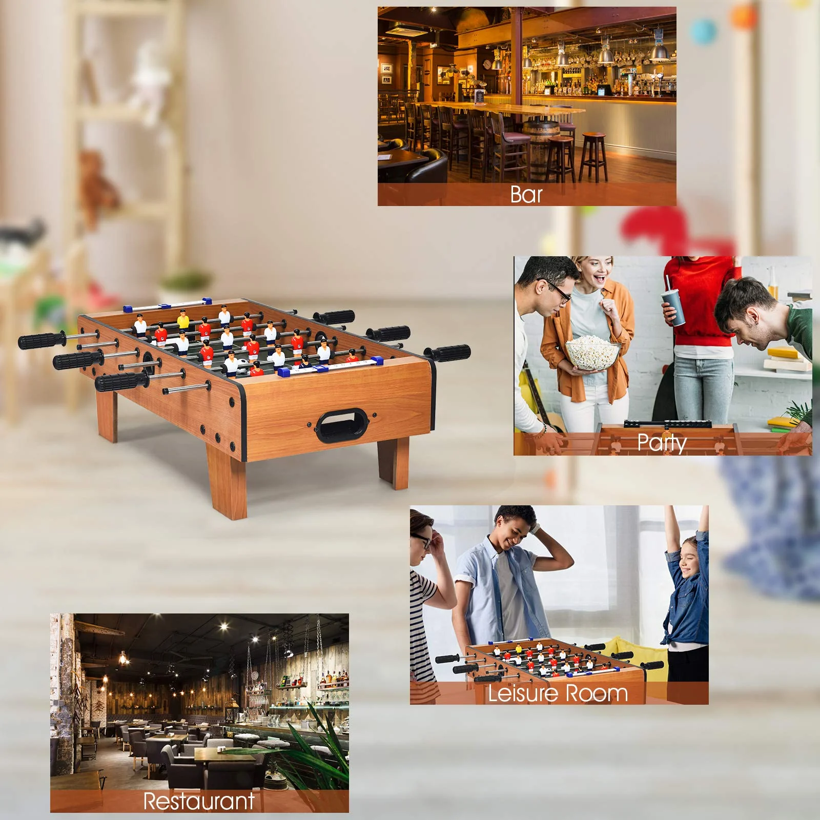 Mini Foosball Table, 27in Soccer Game Table - Image 3