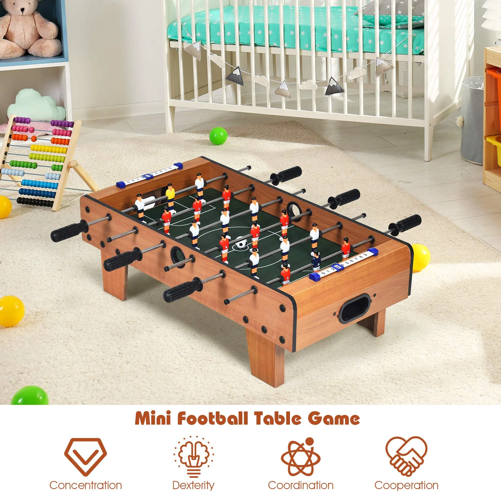 Mini Foosball Table, 27in Soccer Game Table - Image 5
