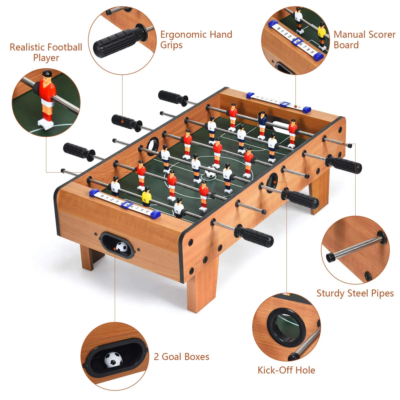 Mini Foosball Table, 27in Soccer Game Table - Image 6