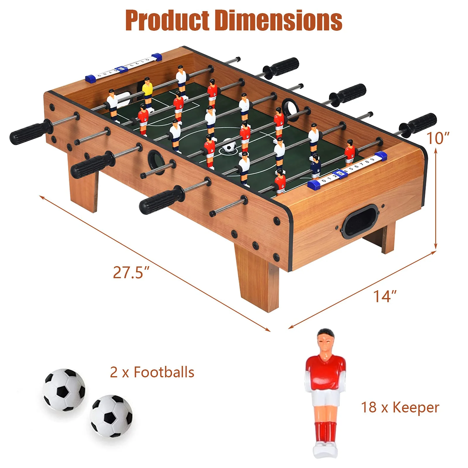 Mini Foosball Table, 27in Soccer Game Table - Image 8