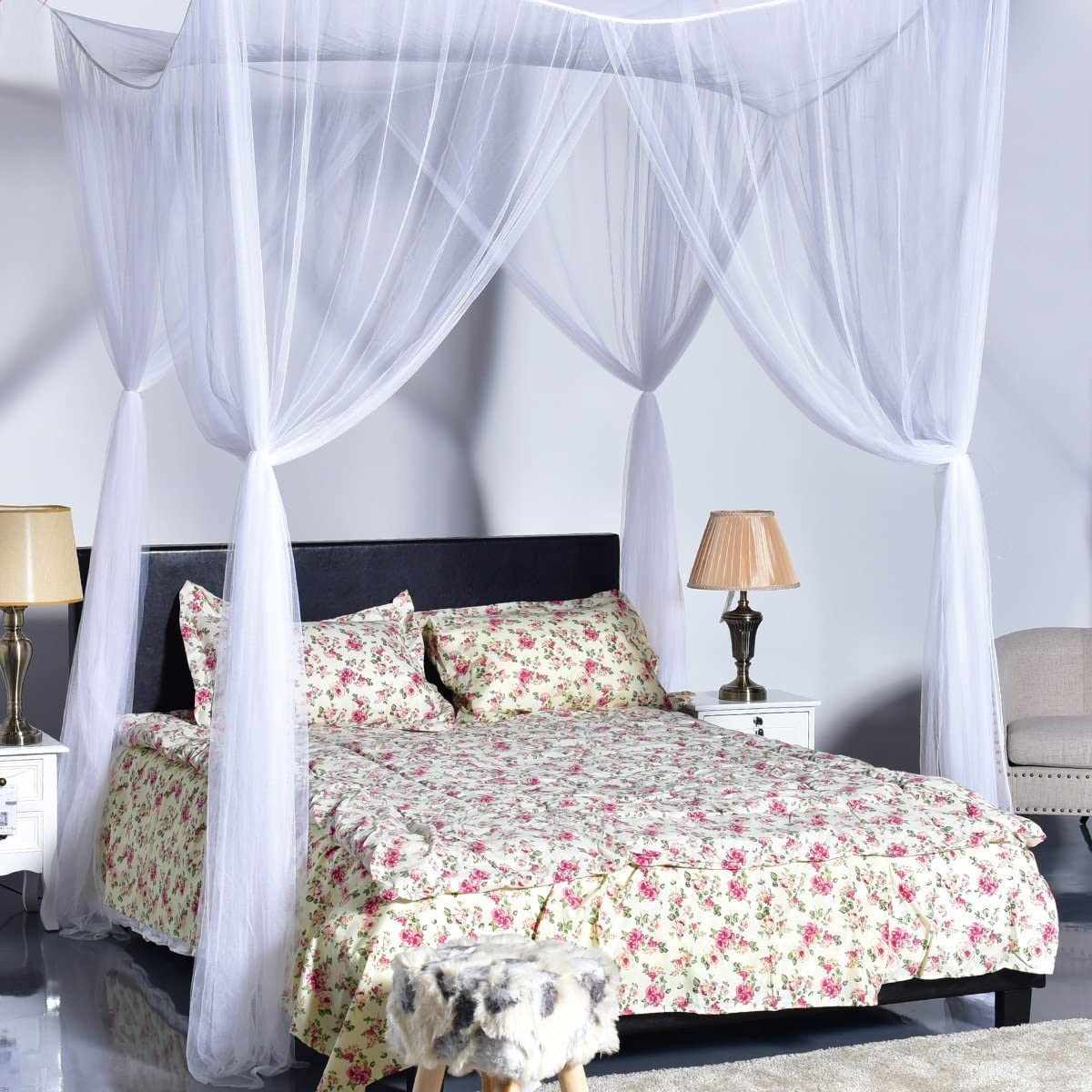 Mosquito Net, 4 Corner Post Bed Canopy - Image 8
