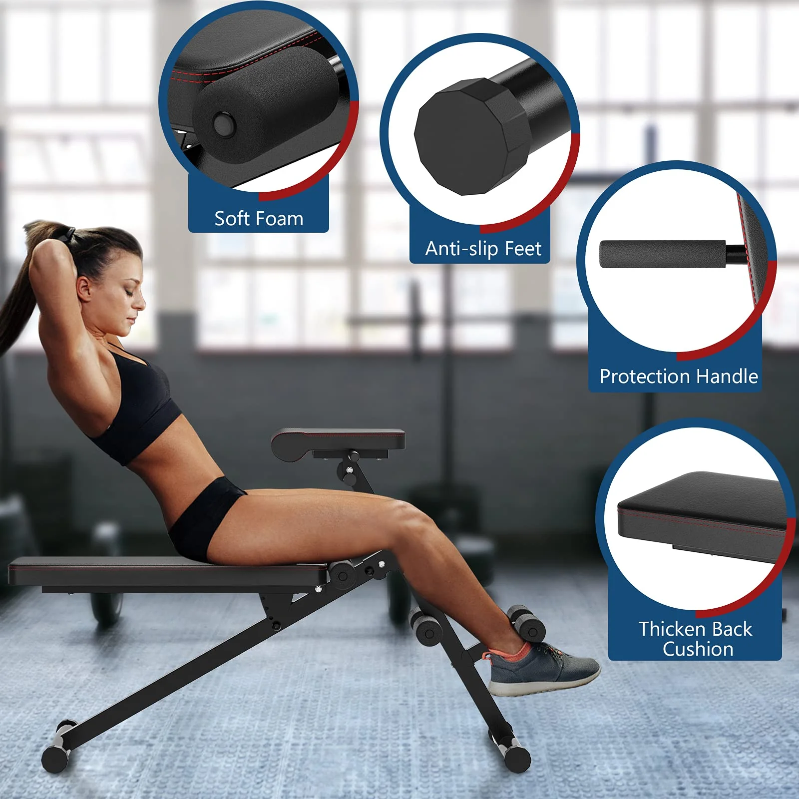 Multifunctional Weight Bench, Foldable Exercise Bench with Adjustable Positions - Image 3