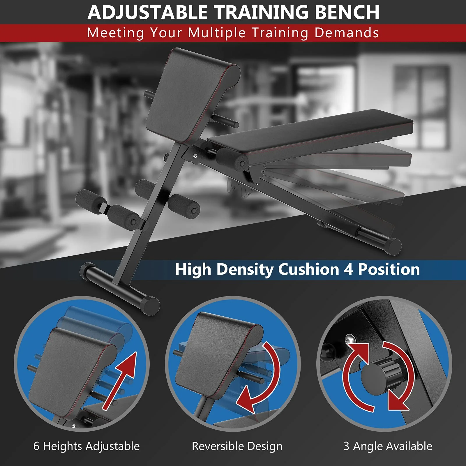 Multifunctional Weight Bench, Foldable Exercise Bench with Adjustable Positions - Image 4
