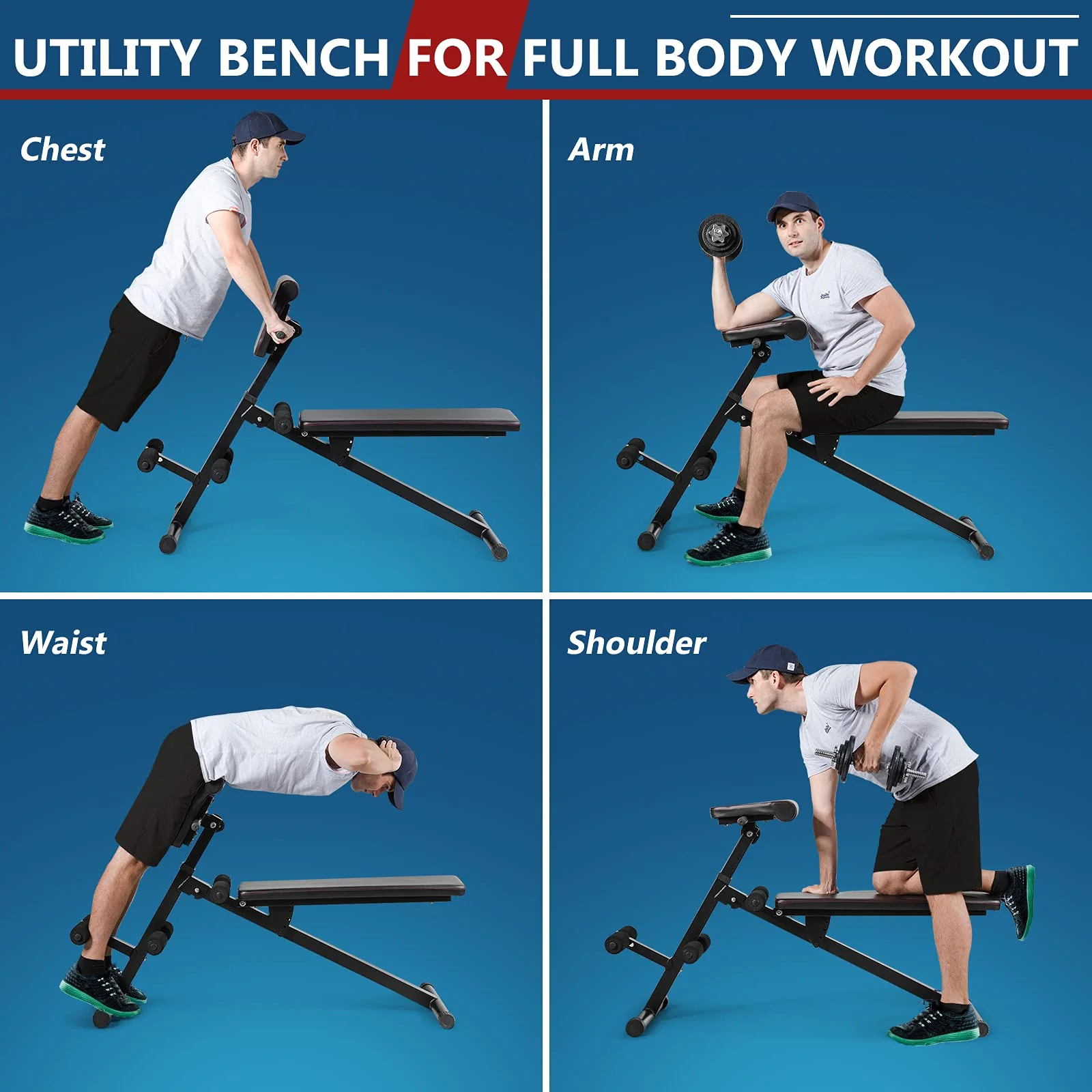 Multifunctional Weight Bench, Foldable Exercise Bench with Adjustable Positions - Image 6