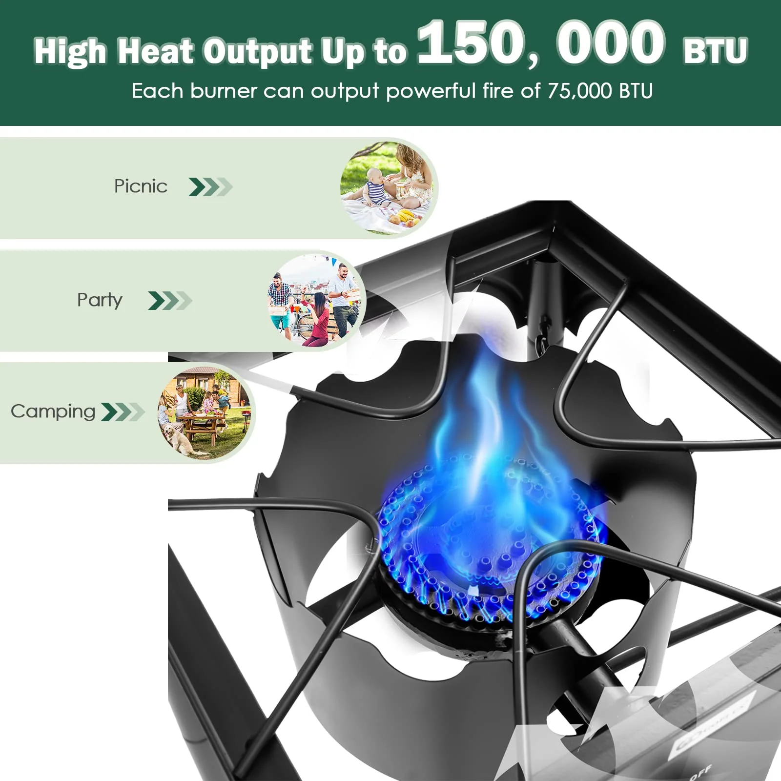 Outdoor Stove High Pressure Propane Burner Portable Gas Cooker - Image 3