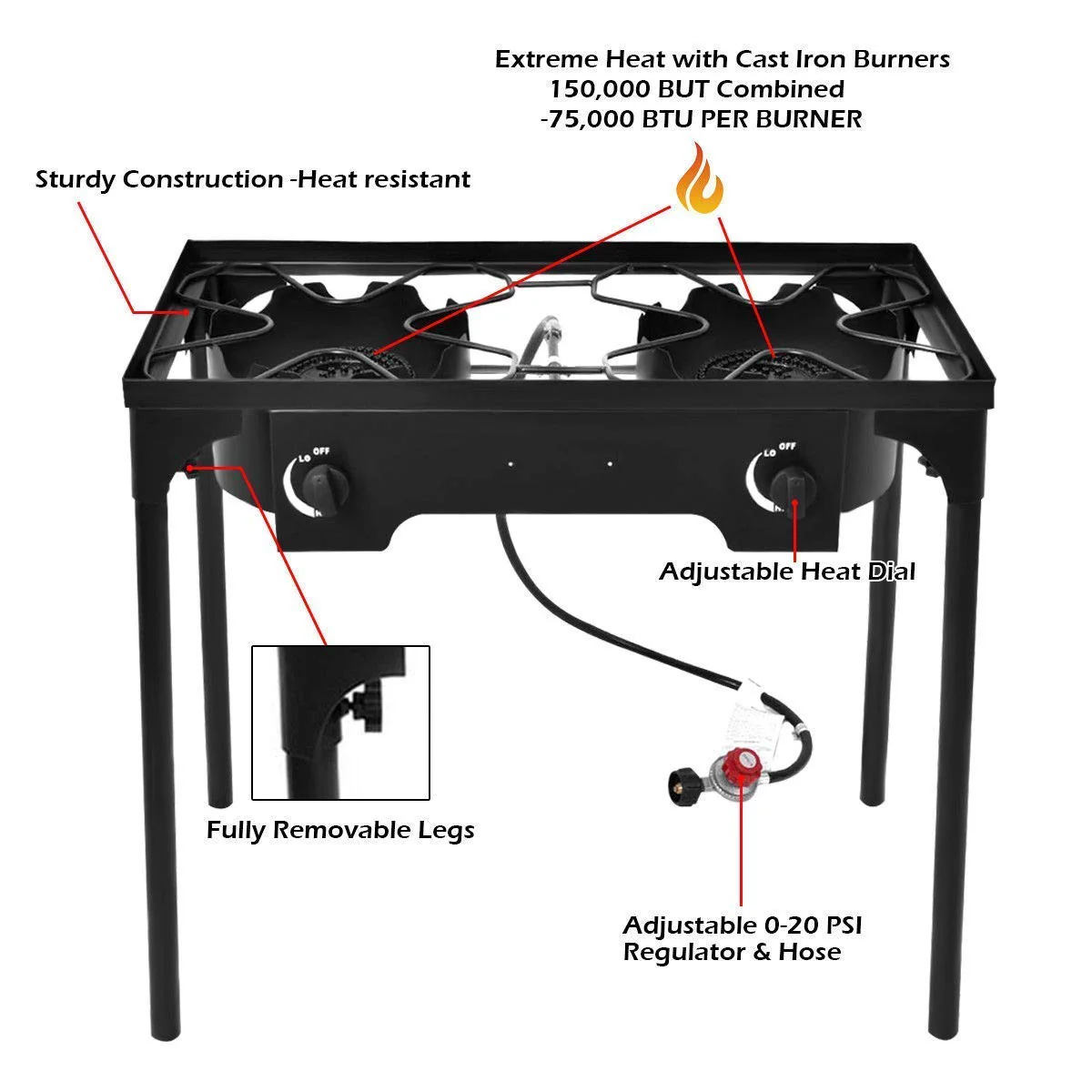 Outdoor Stove High Pressure Propane Burner Portable Gas Cooker - Image 8