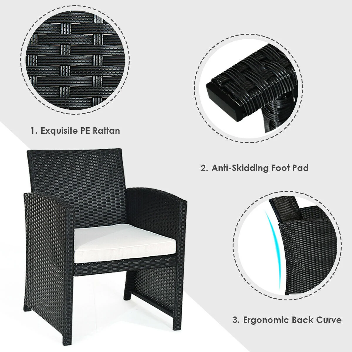 Patio Furniture 4 Pieces Rattan Conversation Sofa Set - Image 6
