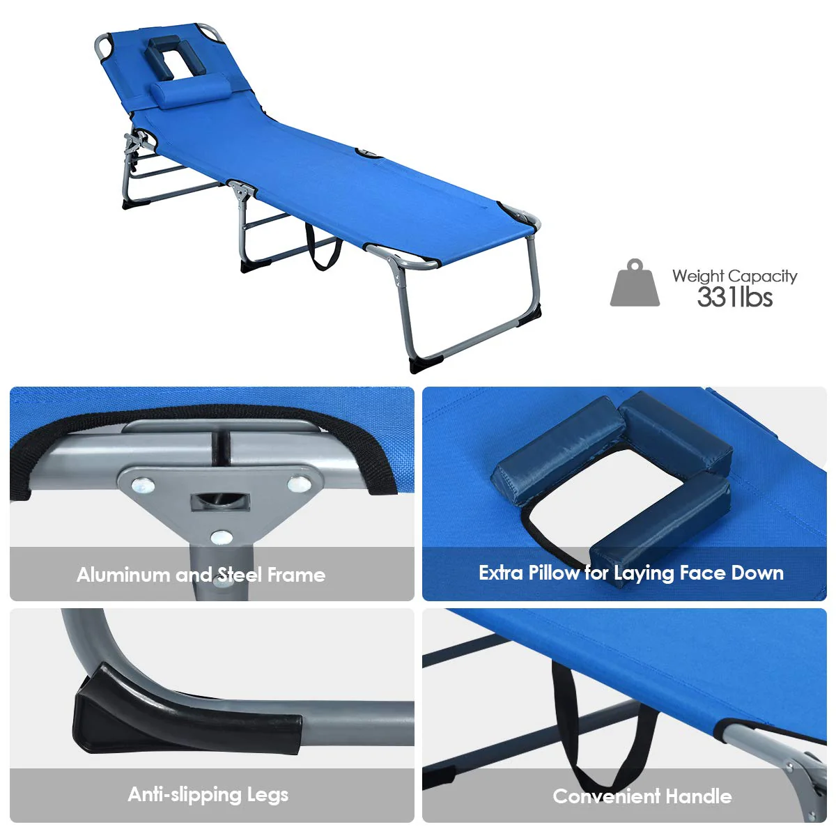 Patio Lounge Chair, Adjustable Folding Recliner - Image 10