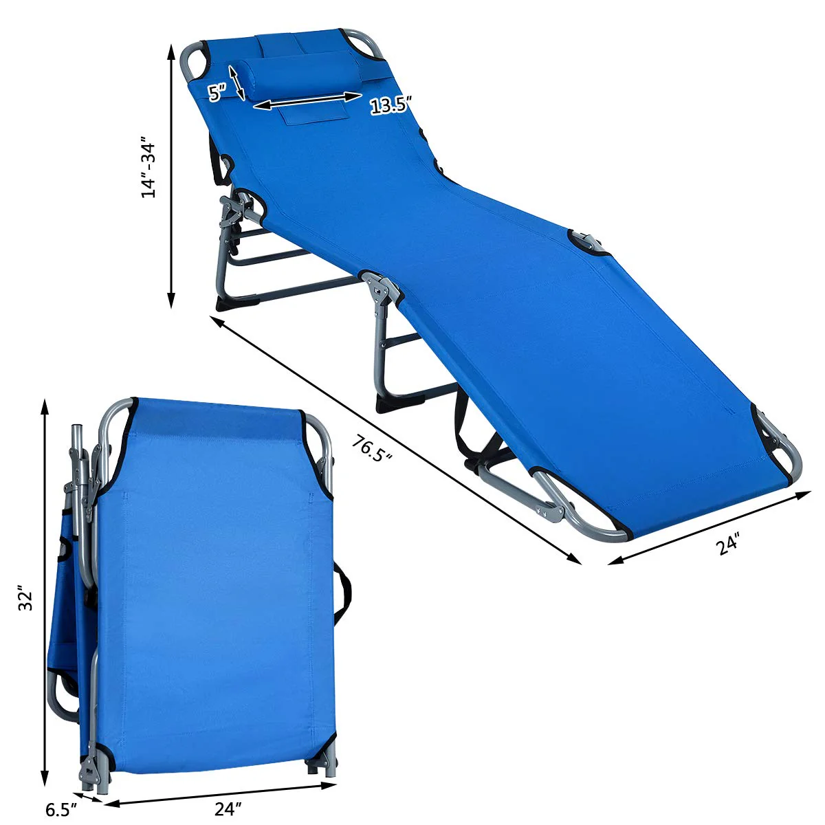 Patio Lounge Chair, Adjustable Folding Recliner - Image 18