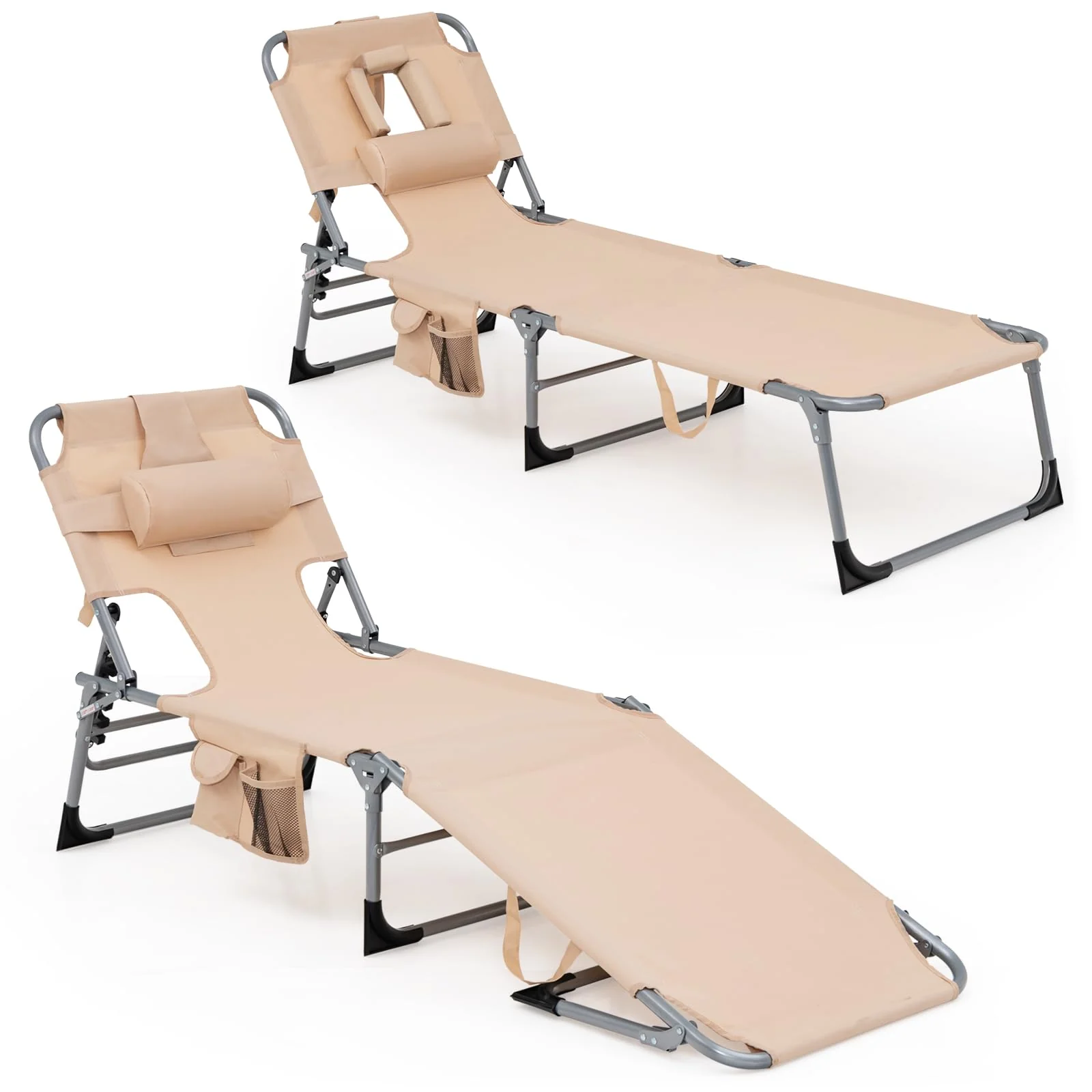 Patio Lounge Chair, Adjustable Folding Recliner - Image 20