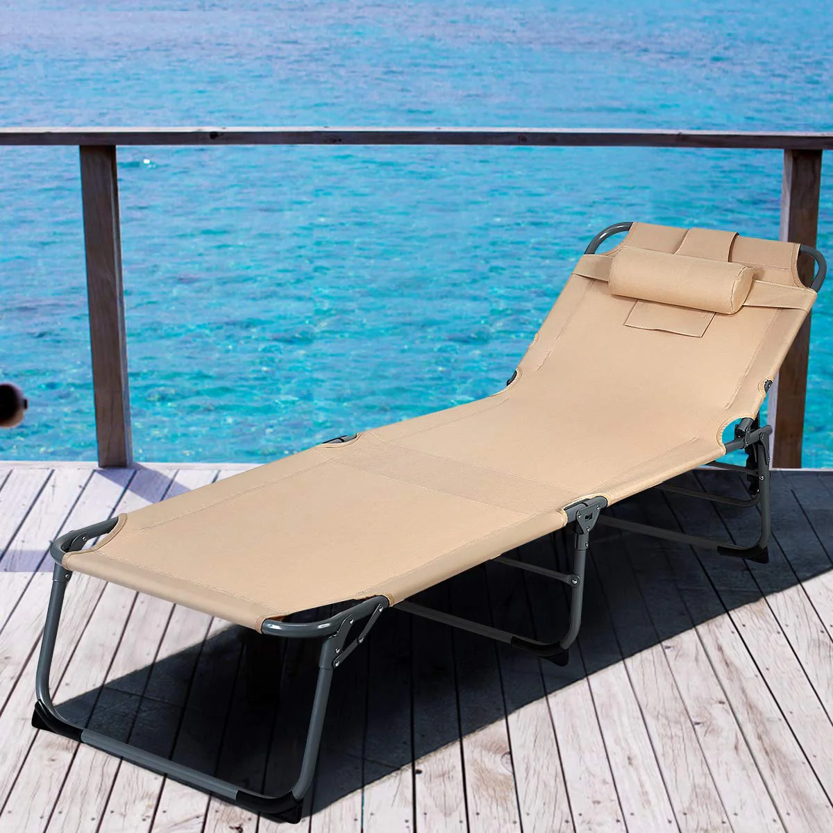 Patio Lounge Chair, Adjustable Folding Recliner - Image 3