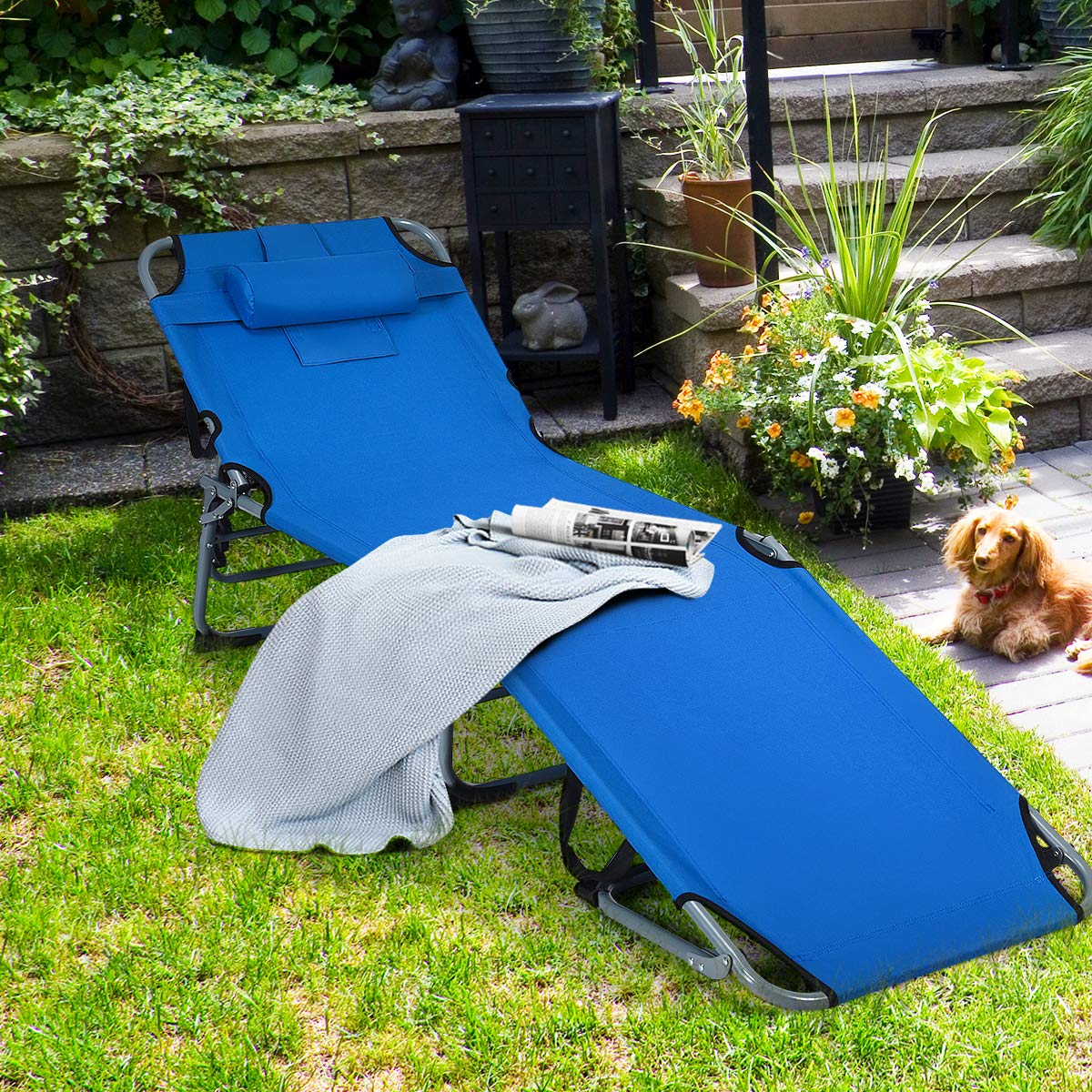 Patio Lounge Chair, Adjustable Folding Recliner - Image 4