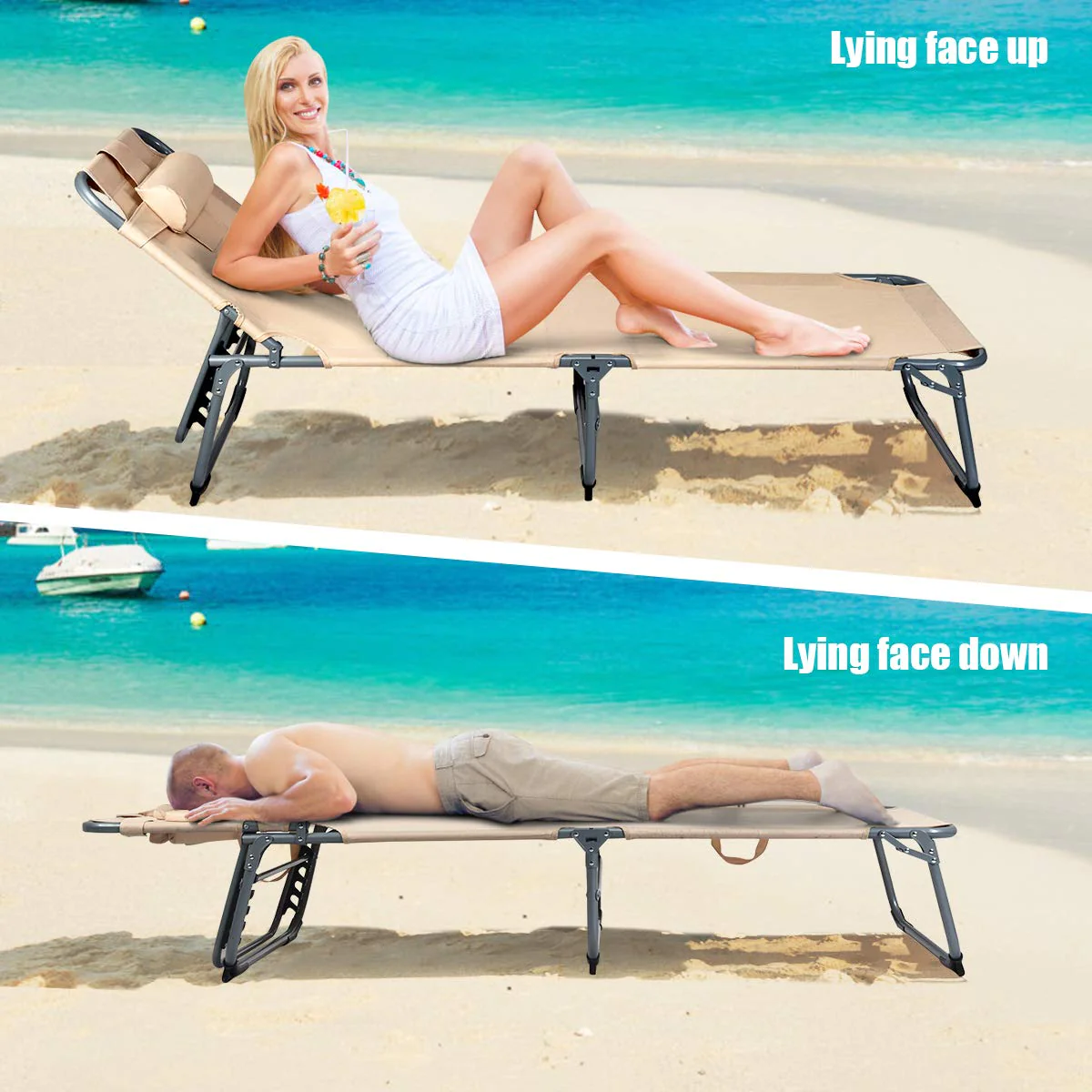 Patio Lounge Chair, Adjustable Folding Recliner - Image 5