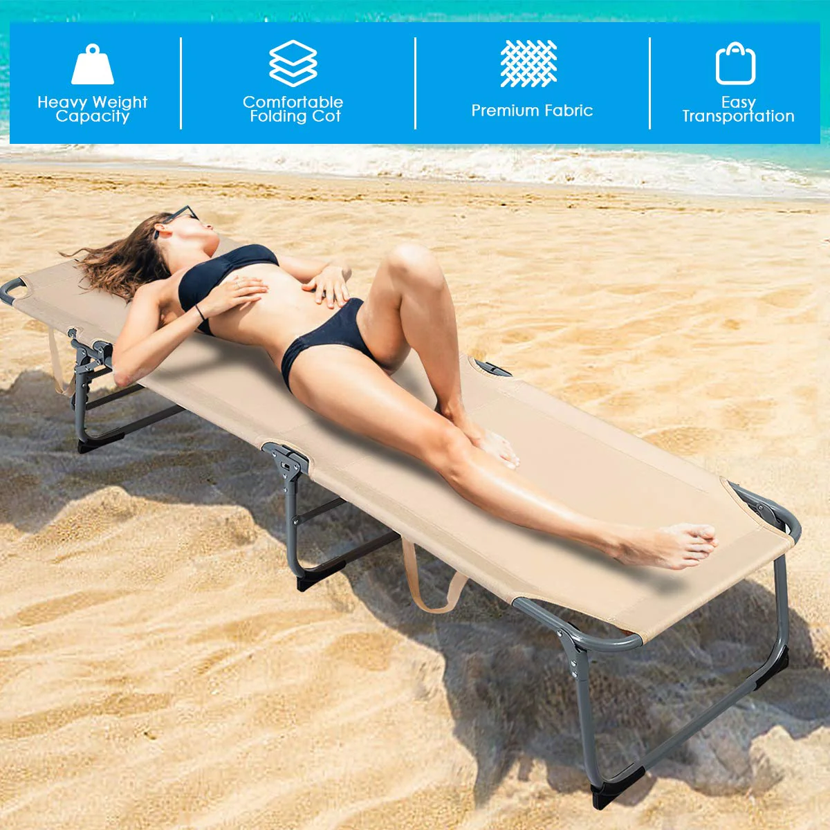 Patio Lounge Chair, Adjustable Folding Recliner - Image 6