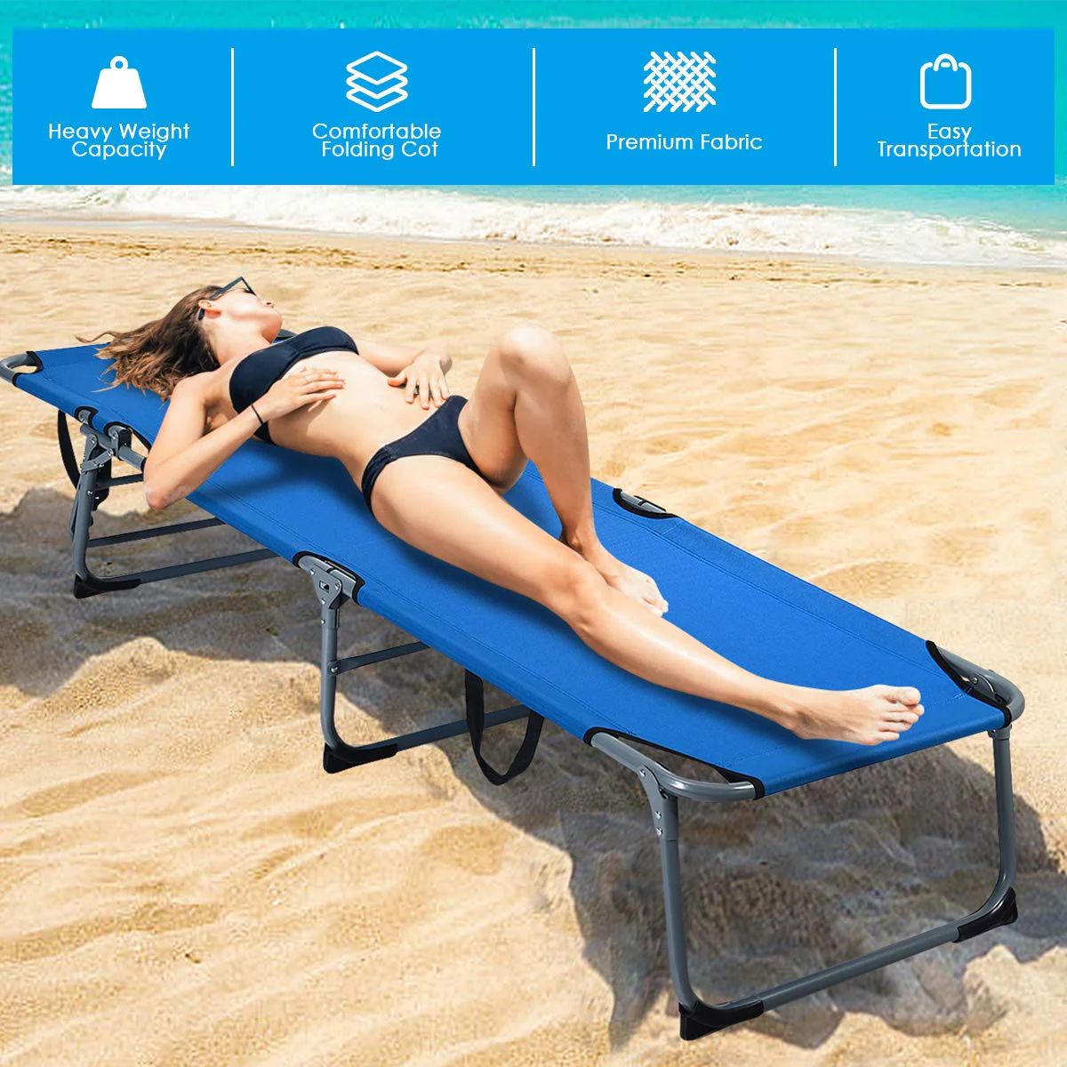 Patio Lounge Chair, Adjustable Folding Recliner - Image 7