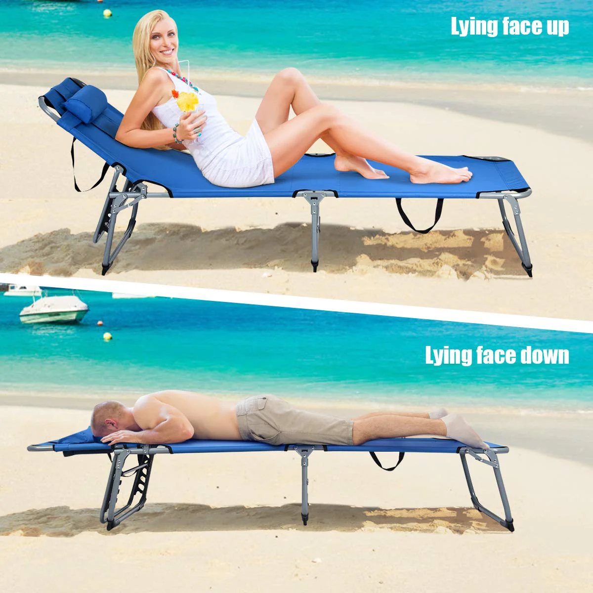 Patio Lounge Chair, Adjustable Folding Recliner - Image 8