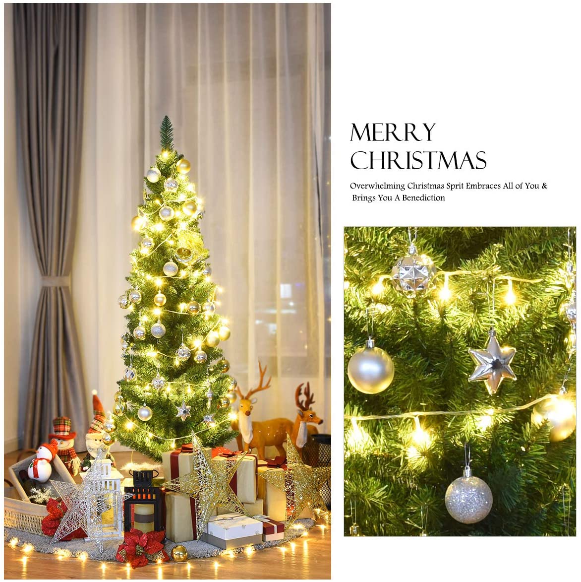 Pencil Christmas Tree, Artificial Slim Skinny Tree - Image 4