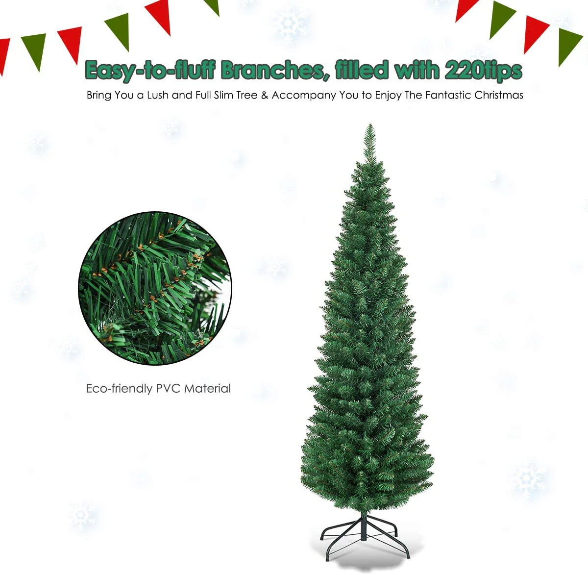 Pencil Christmas Tree, Artificial Slim Skinny Tree - Image 5