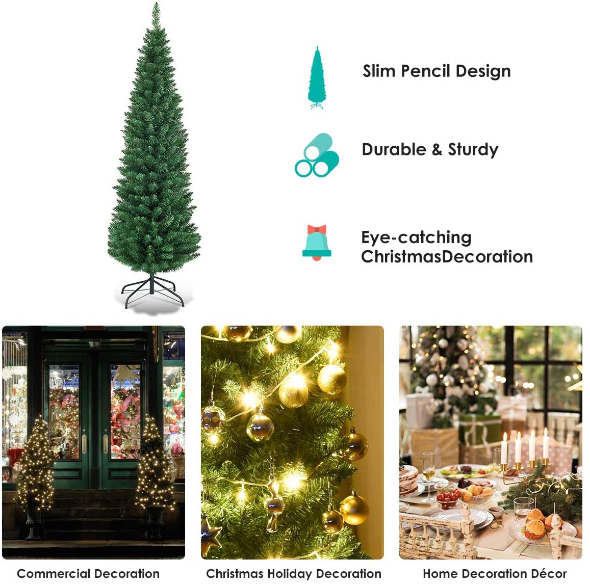 Pencil Christmas Tree, Artificial Slim Skinny Tree - Image 6