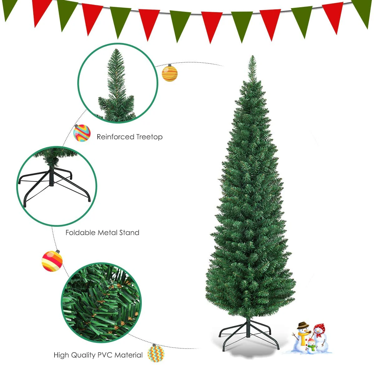 Pencil Christmas Tree, Artificial Slim Skinny Tree - Image 8