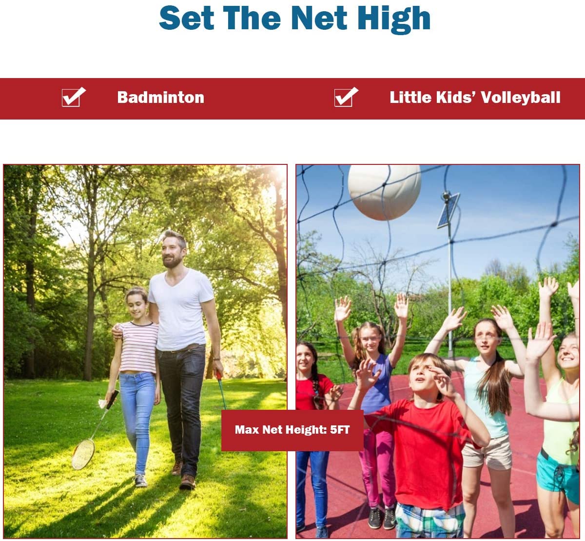 Portable Badminton Net, 2.5' to 5' Height Adjustable - Image 7