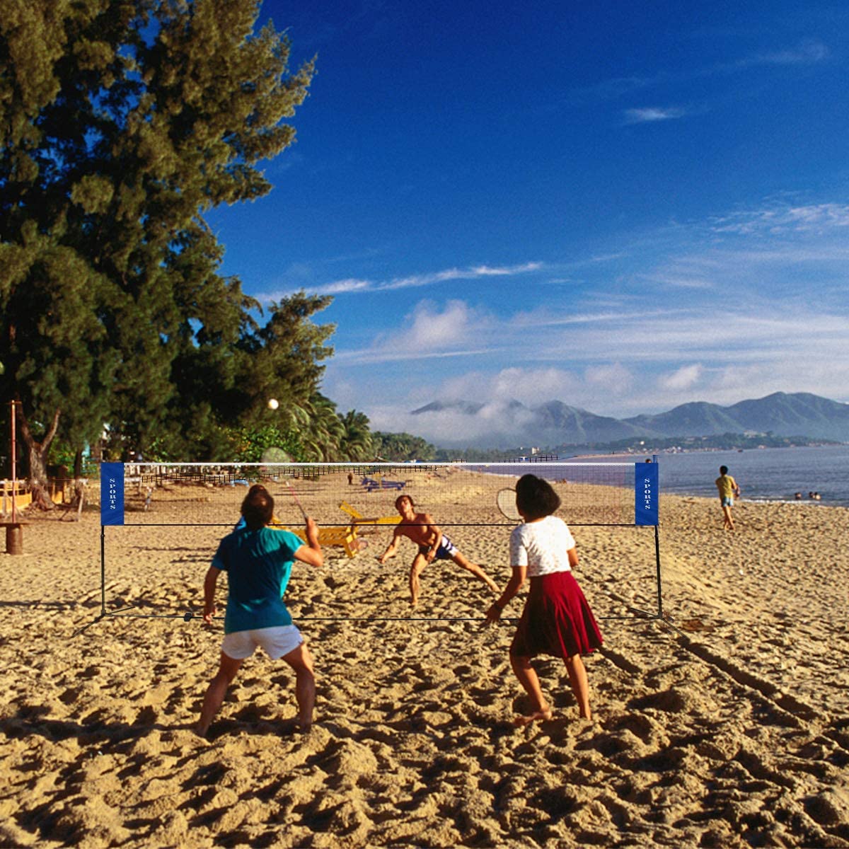 Portable Badminton Net, 2.5' to 5' Height Adjustable Kids Velleyball Tennis Pickleball Competition Training Net - Image 3