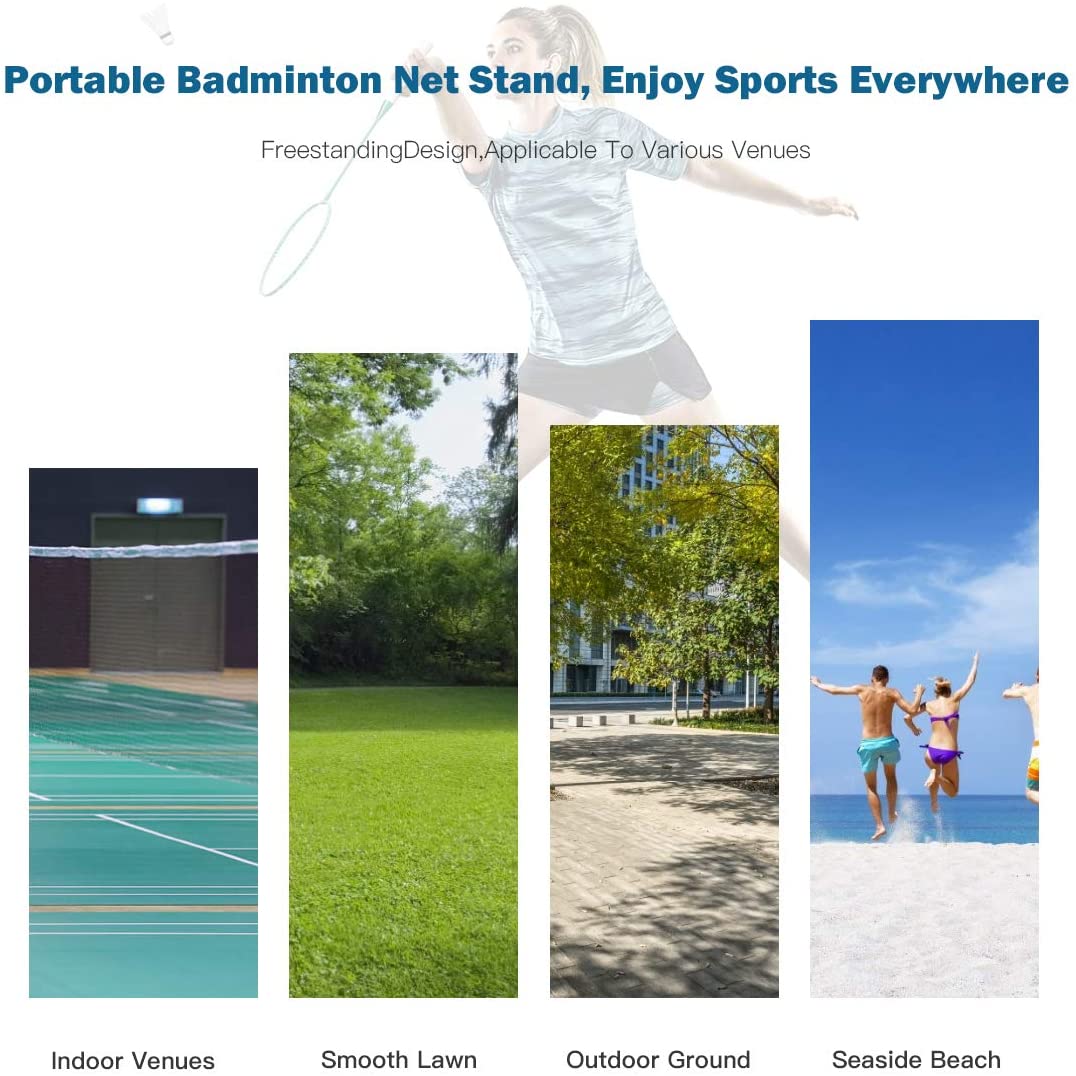 Portable Badminton Net, 2.5' to 5' Height Adjustable Kids Velleyball Tennis Pickleball Competition Training Net - Image 7