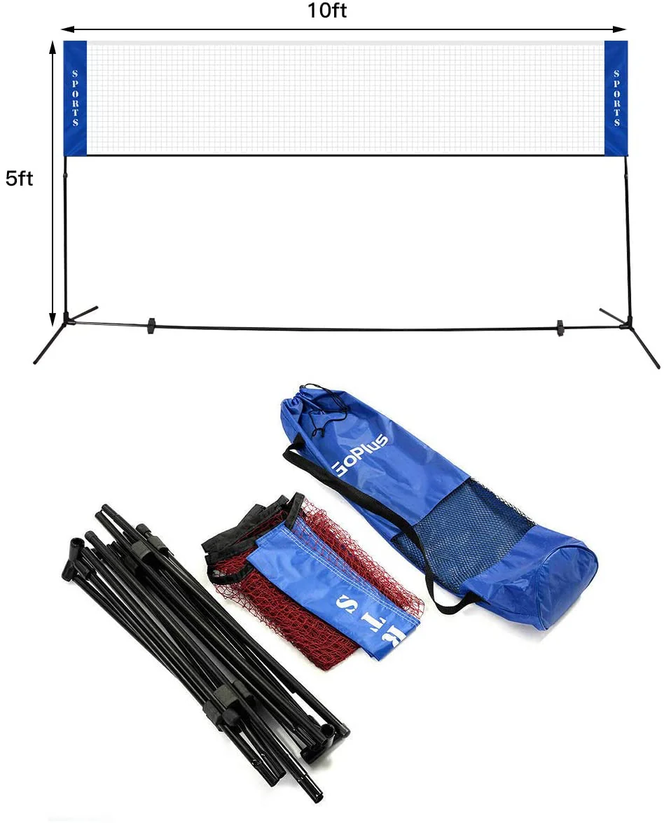 Portable Badminton Net, 2.5' to 5' Height Adjustable Kids Velleyball Tennis Pickleball Competition Training Net - Image 9