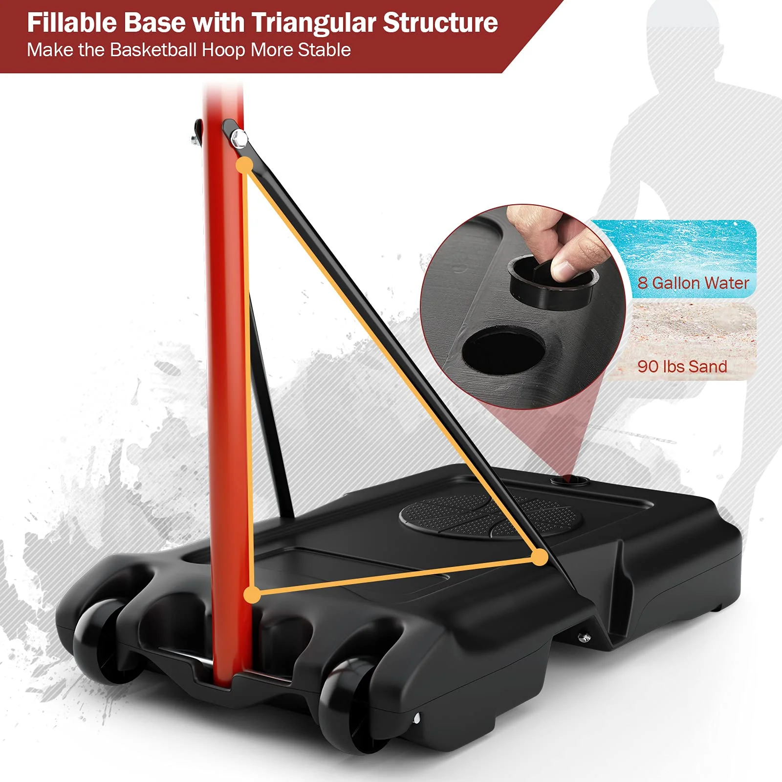 Portable Basketball Hoop, Height Adjustable Basketball Goal System [6.5FT-8.5FT] w/Shatterproof Backboard - Image 5