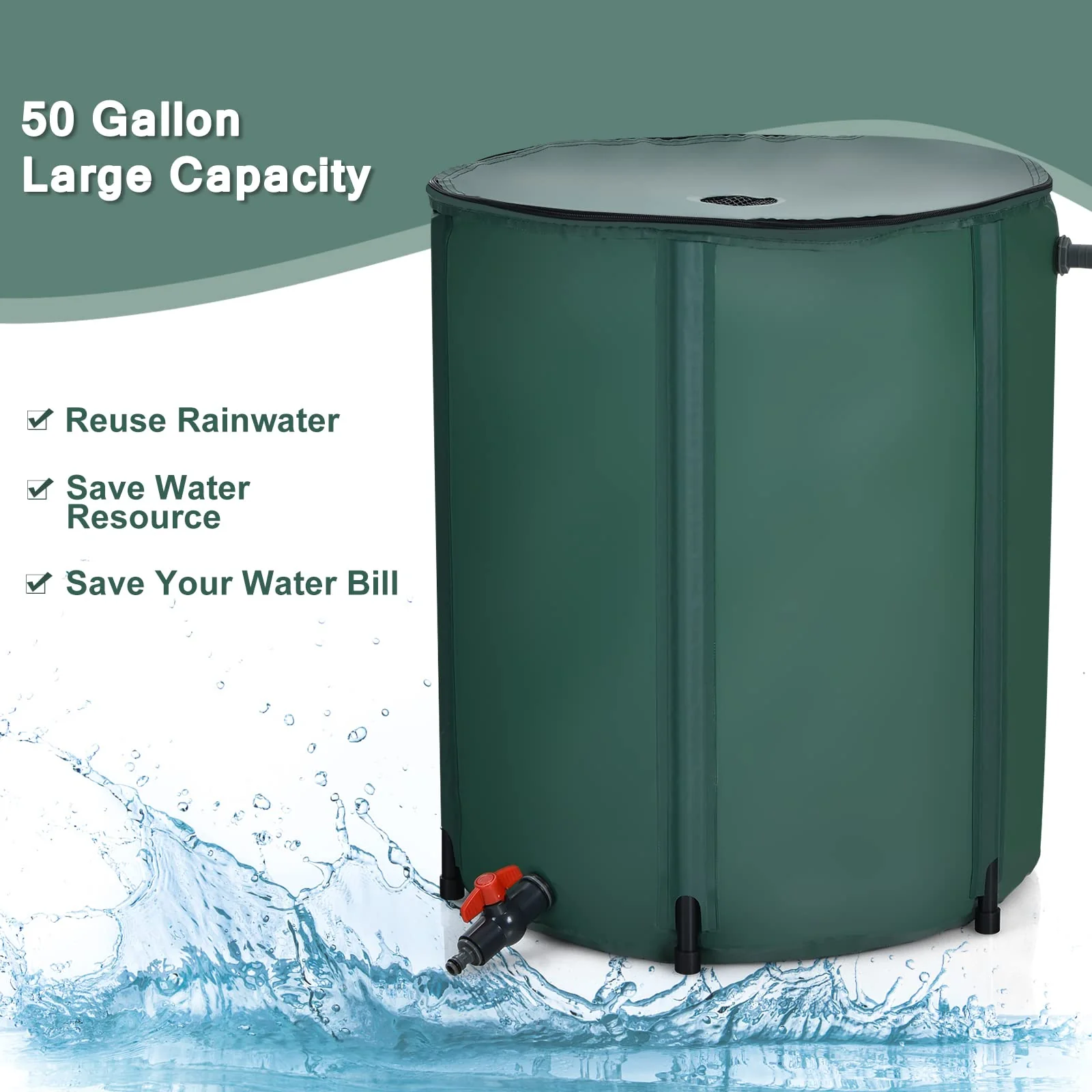 Portable Rain Barrel Water Collector Collapsible Tank - Image 4