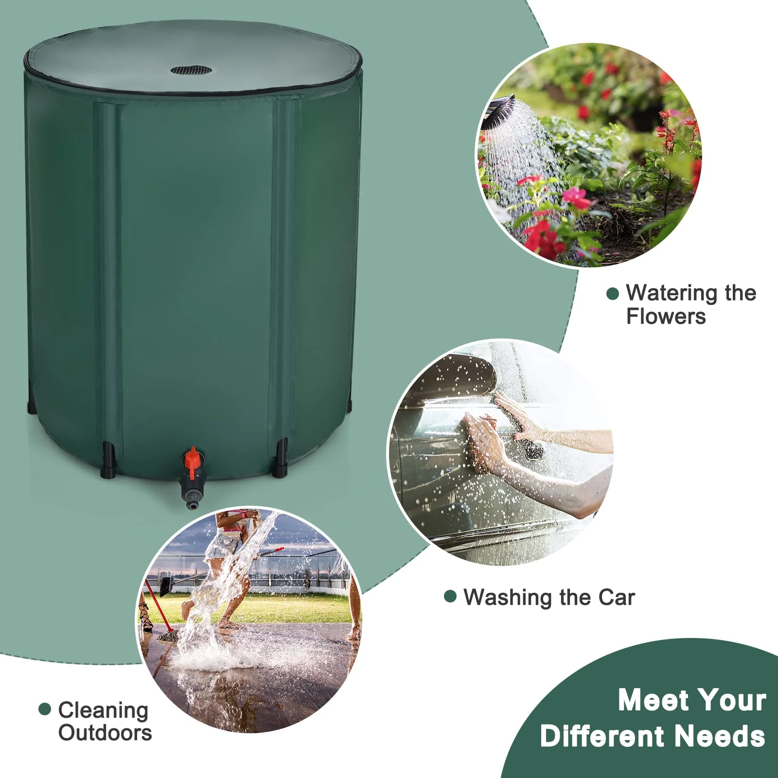 Portable Rain Barrel Water Collector Collapsible Tank - Image 8