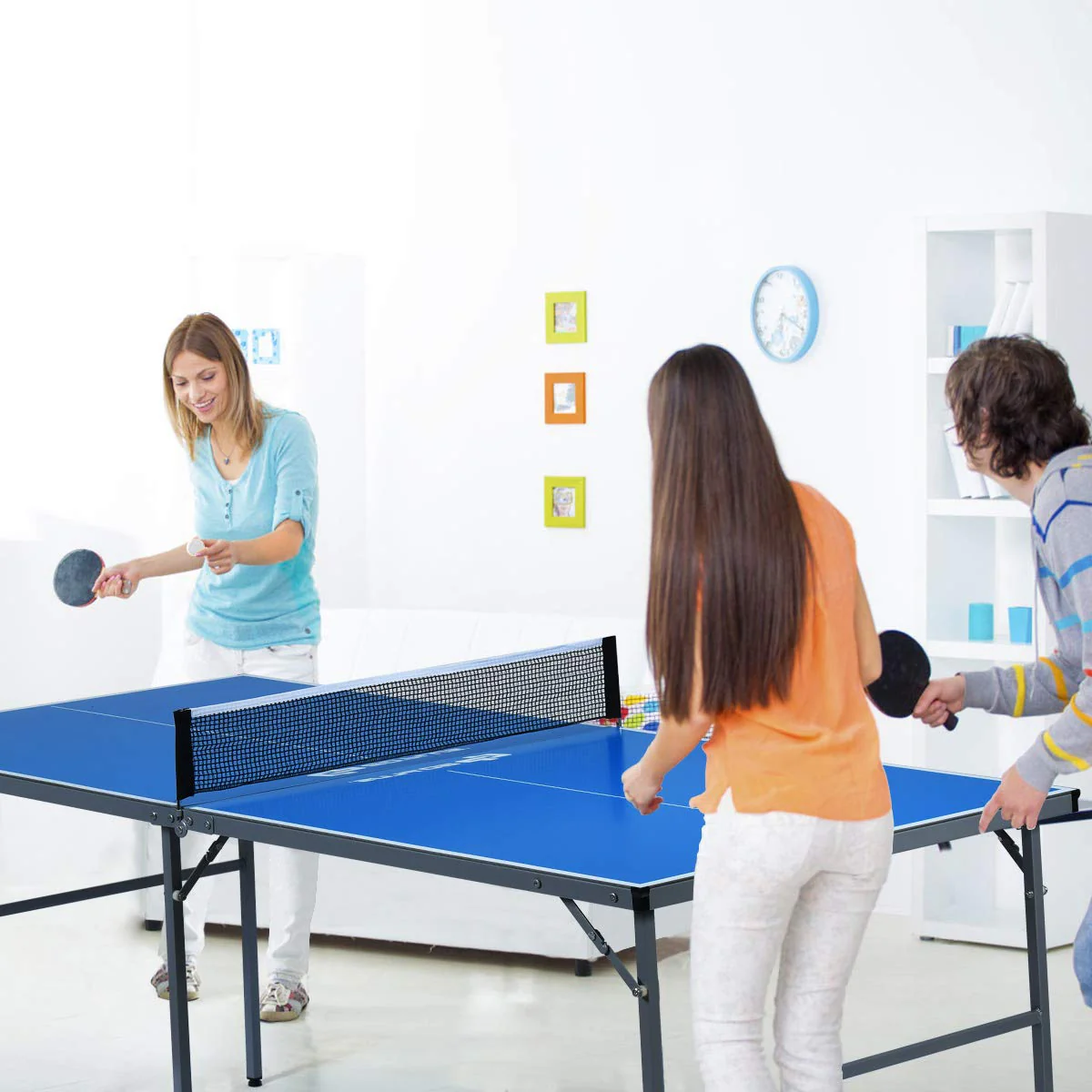 Portable Table Tennis Table, 100% Preassembled, Folding Ping Pong Table Game Set with Net - Image 3