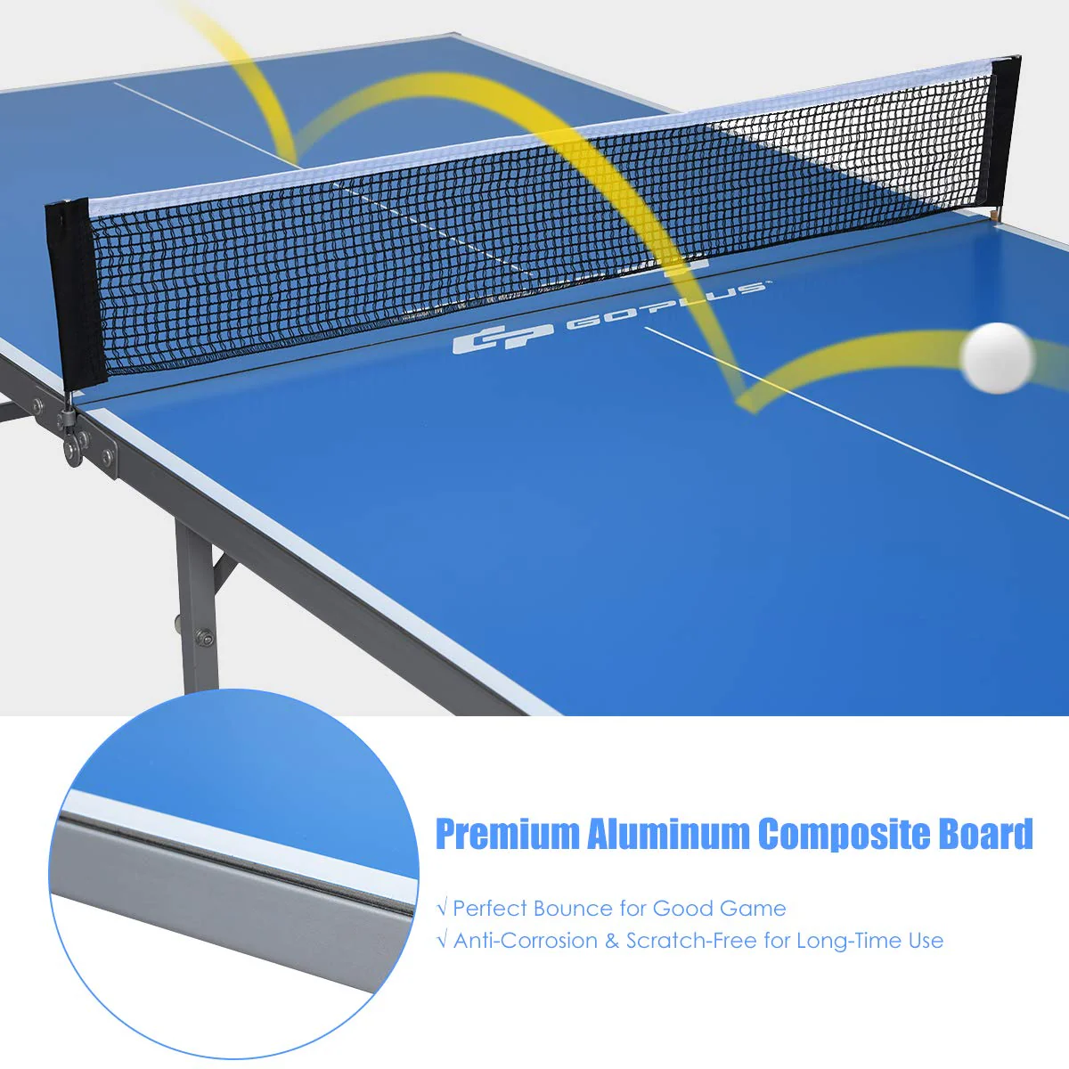 Portable Table Tennis Table, 100% Preassembled, Folding Ping Pong Table Game Set with Net - Image 5