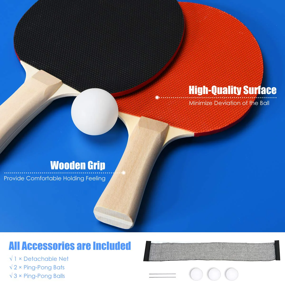 Portable Table Tennis Table, 100% Preassembled, Folding Ping Pong Table Game Set with Net - Image 6